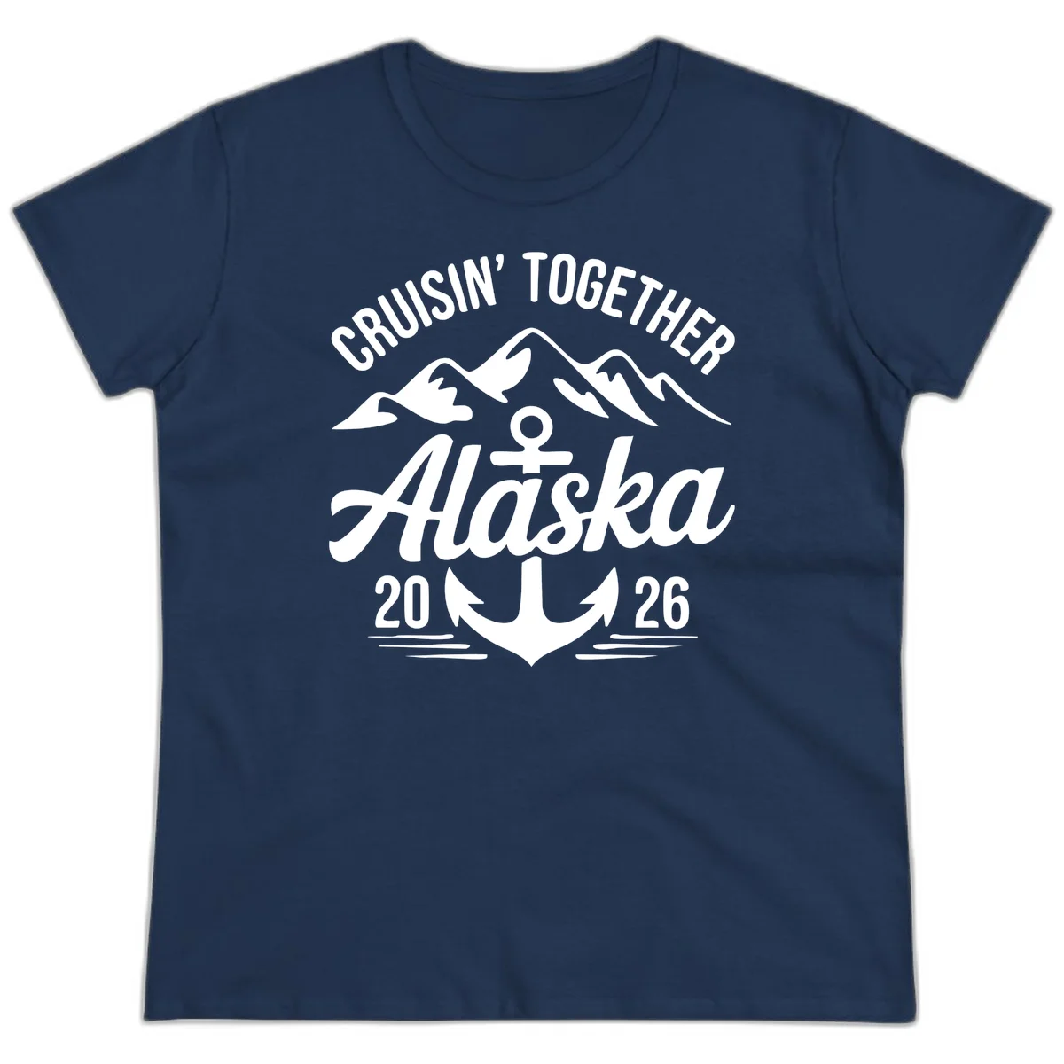 Cruisin' Together Alaska 2026 Anchor Design Ladies Tee in Navy