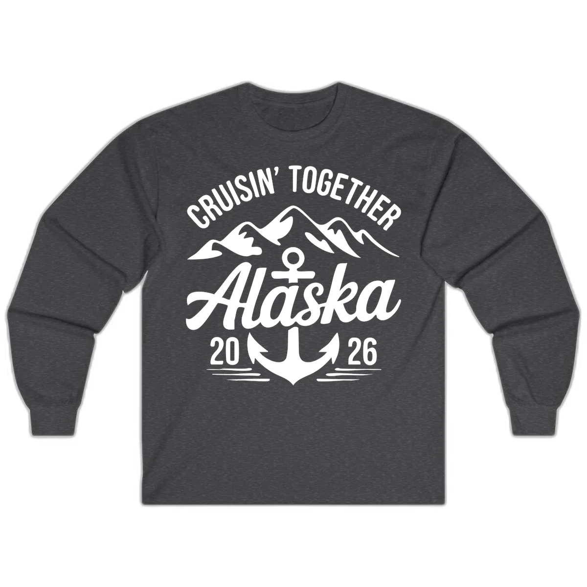 Cruisin' Together Alaska 2026 Anchor Design Long Sleeve in Dark Heather