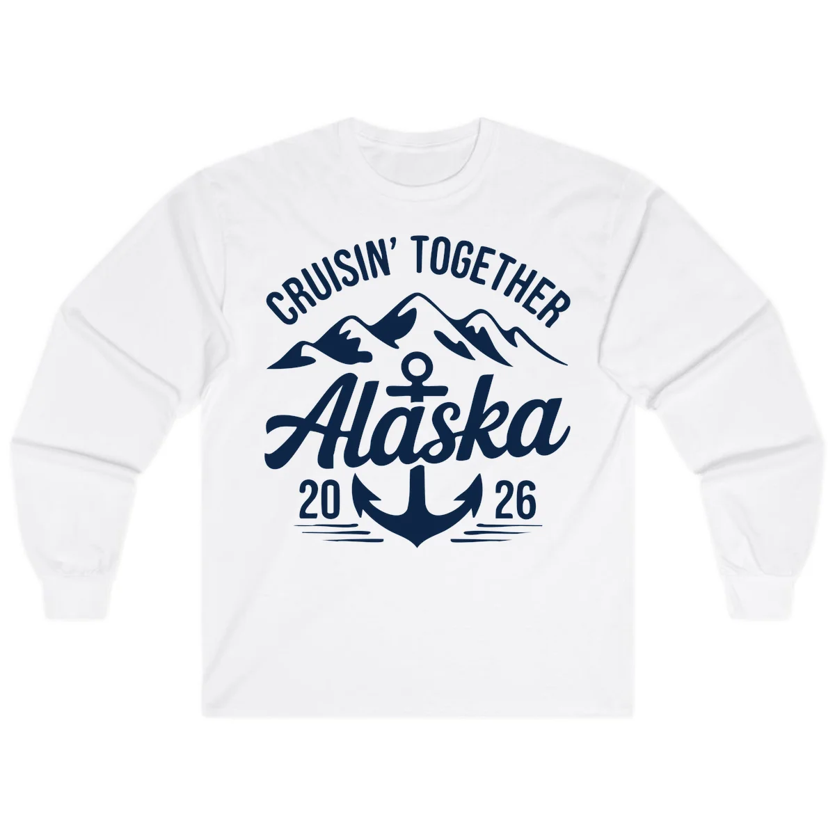 Cruisin' Together Alaska 2026 Anchor Design Long Sleeve in White