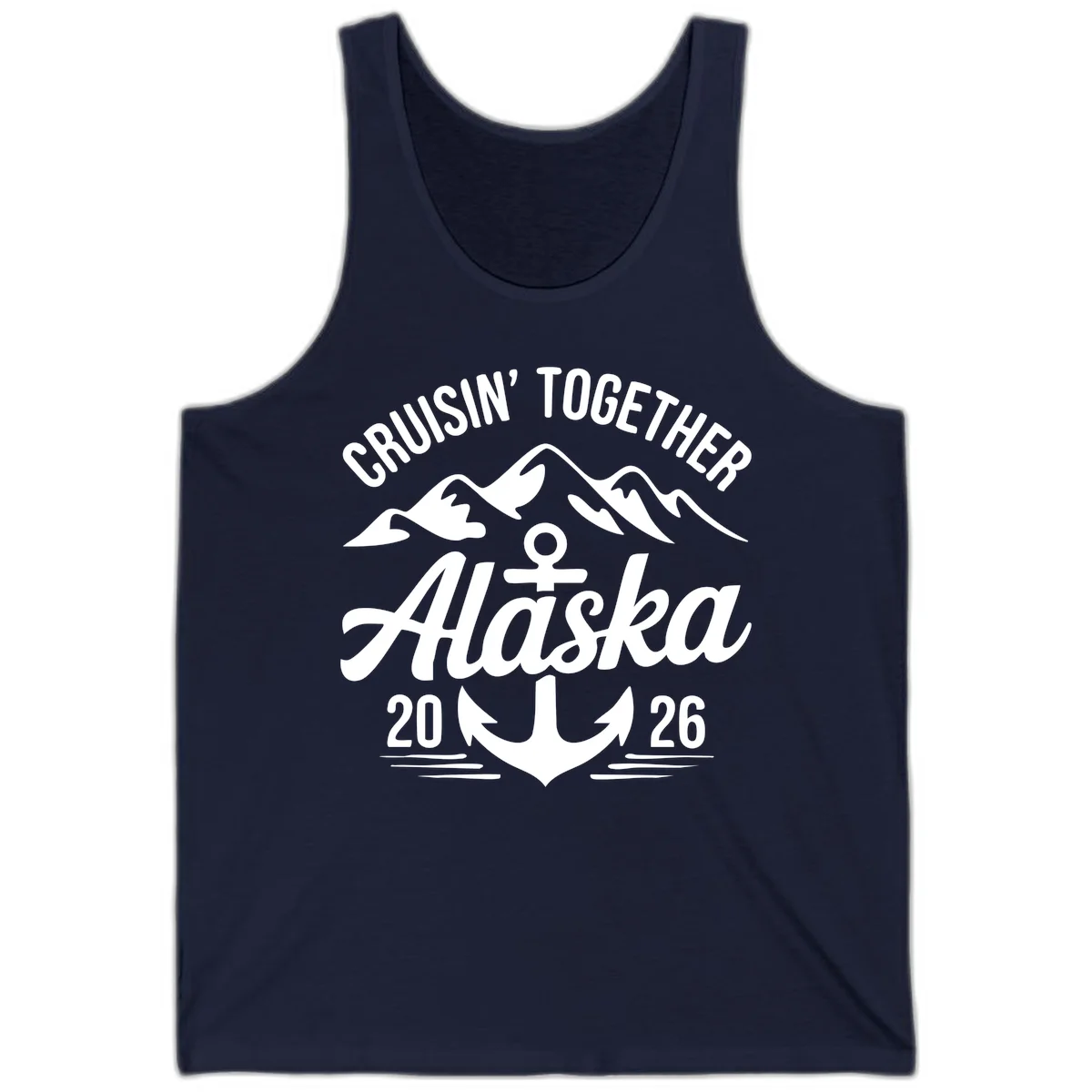 Cruisin' Together Alaska 2026 Anchor Design Tank Top in Navy