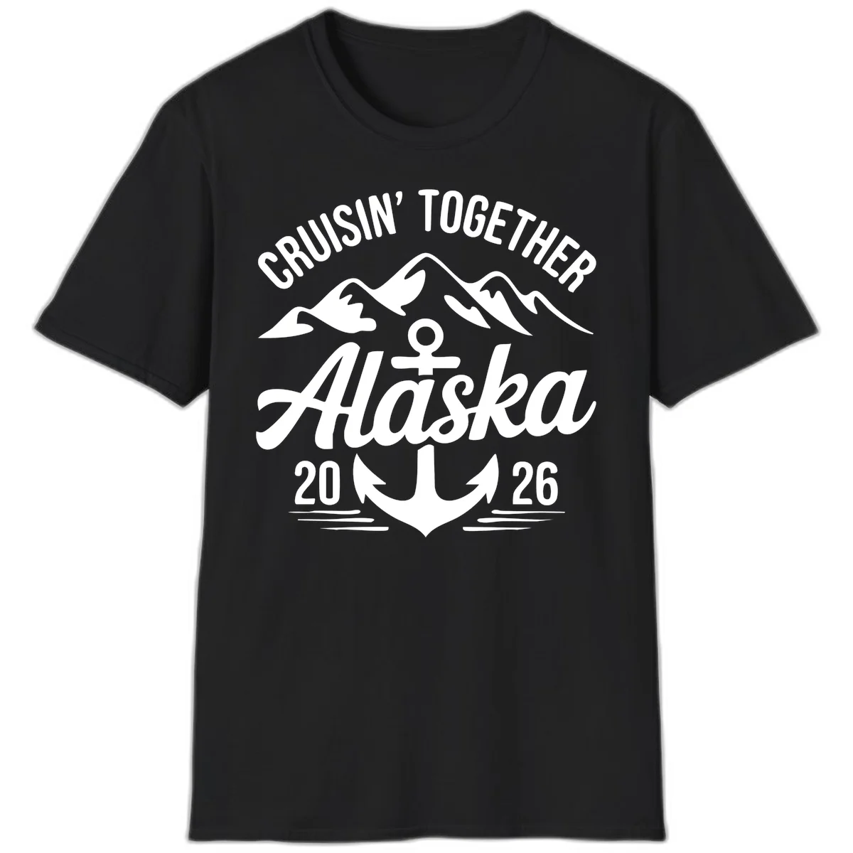 Cruisin' Together Alaska 2026 Anchor Design T-Shirt in Black