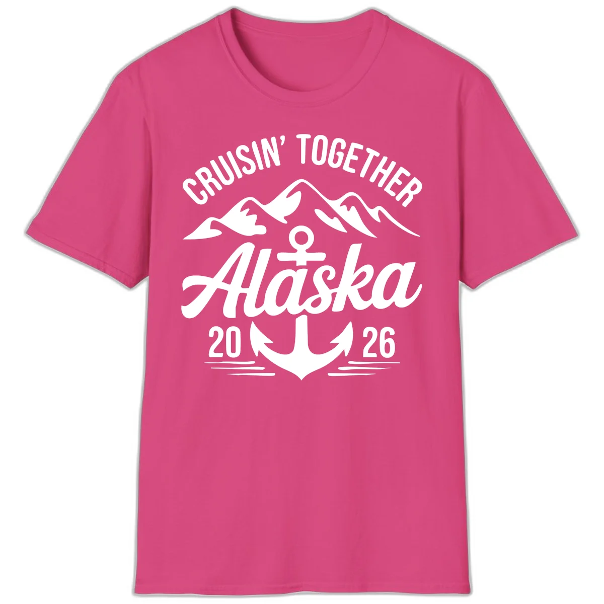 Cruisin' Together Alaska 2026 Anchor Design T-Shirt in Heliconia