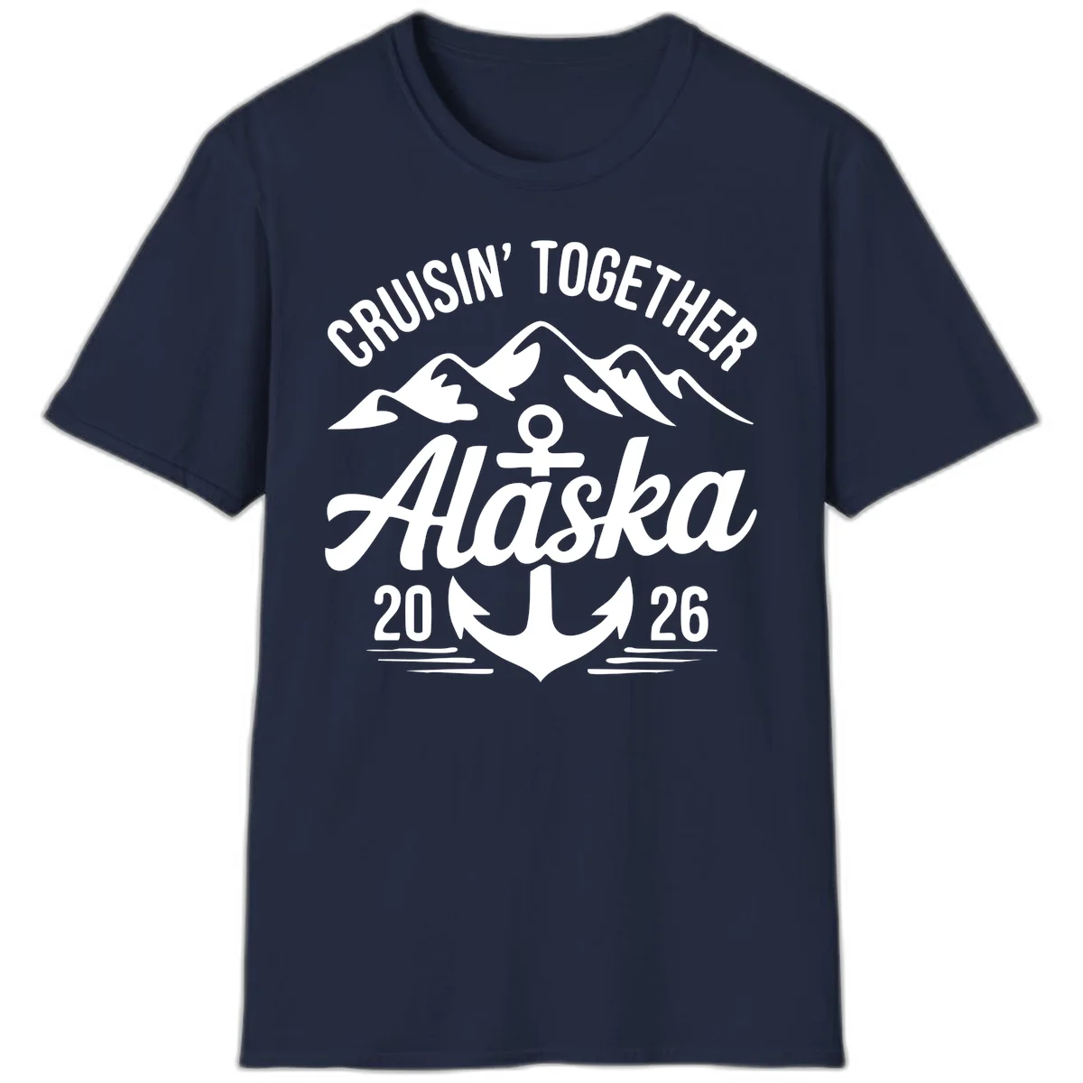 Cruisin' Together Alaska 2026 Anchor Design T-Shirt in Navy