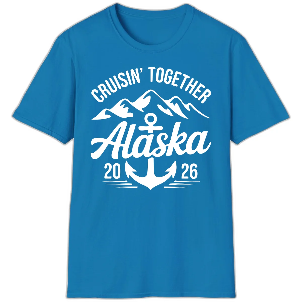 Cruisin' Together Alaska 2026 Anchor Design T-Shirt in Sapphire