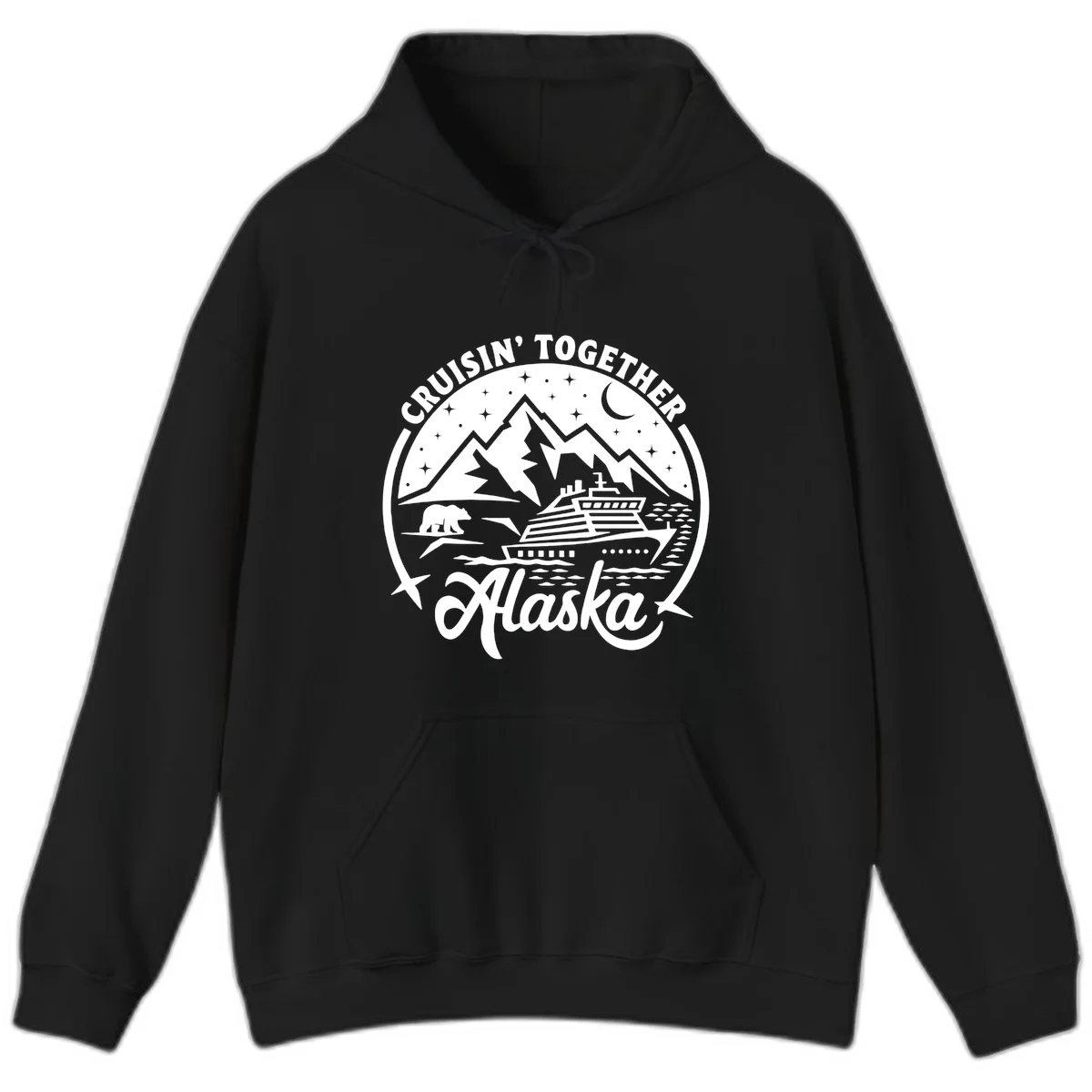 Cruisin' Together Alaska 2024 Bear Ship Hoodie in Black