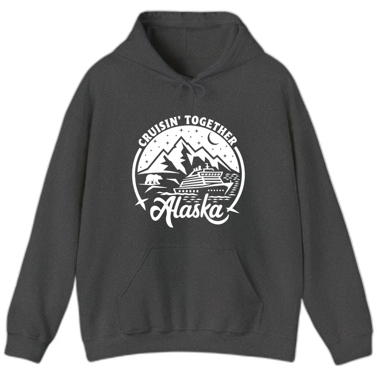 Cruisin' Together Alaska 2024 Bear Ship Hoodie in Dark Heather