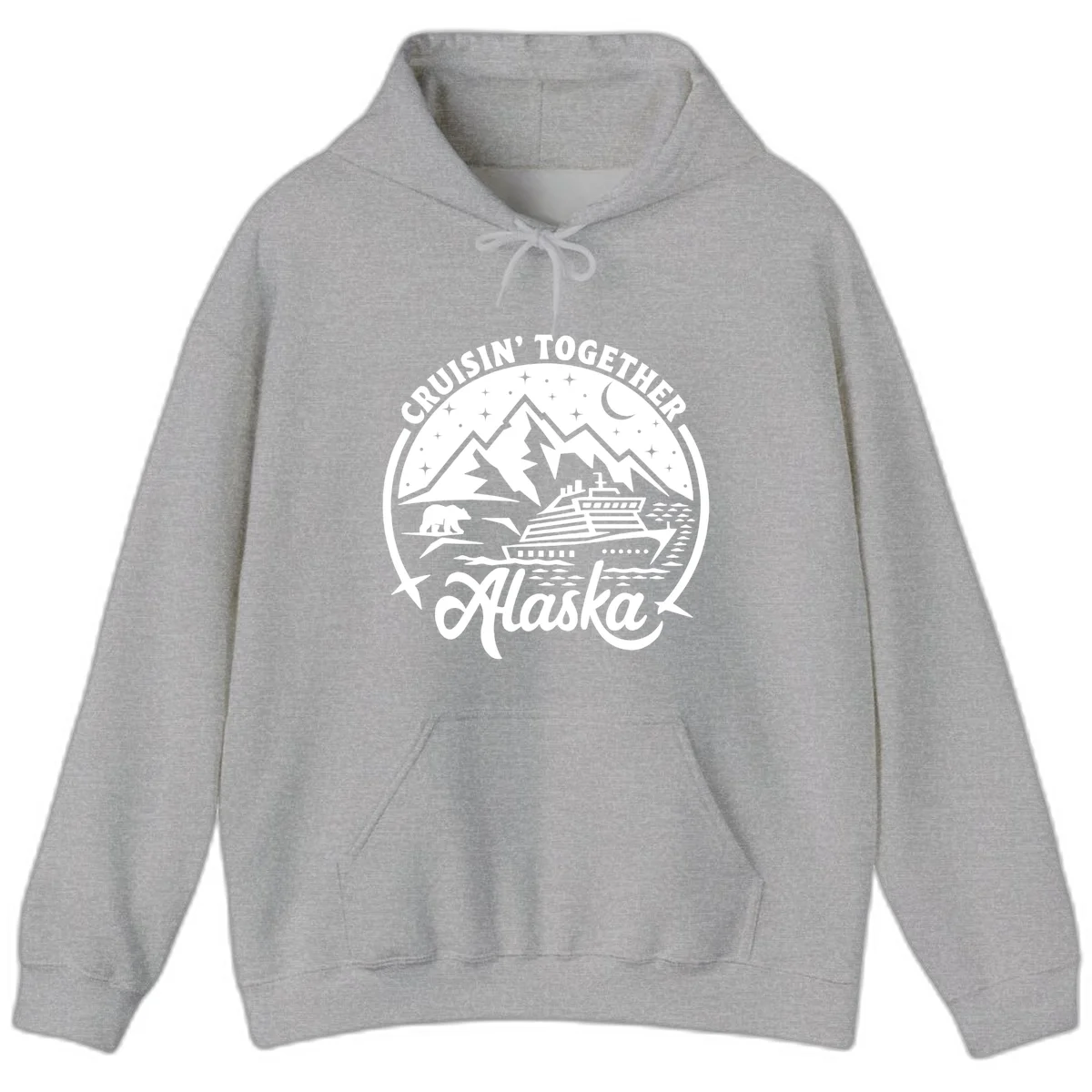 Cruisin' Together Alaska 2024 Bear Ship Hoodie in Sport Grey
