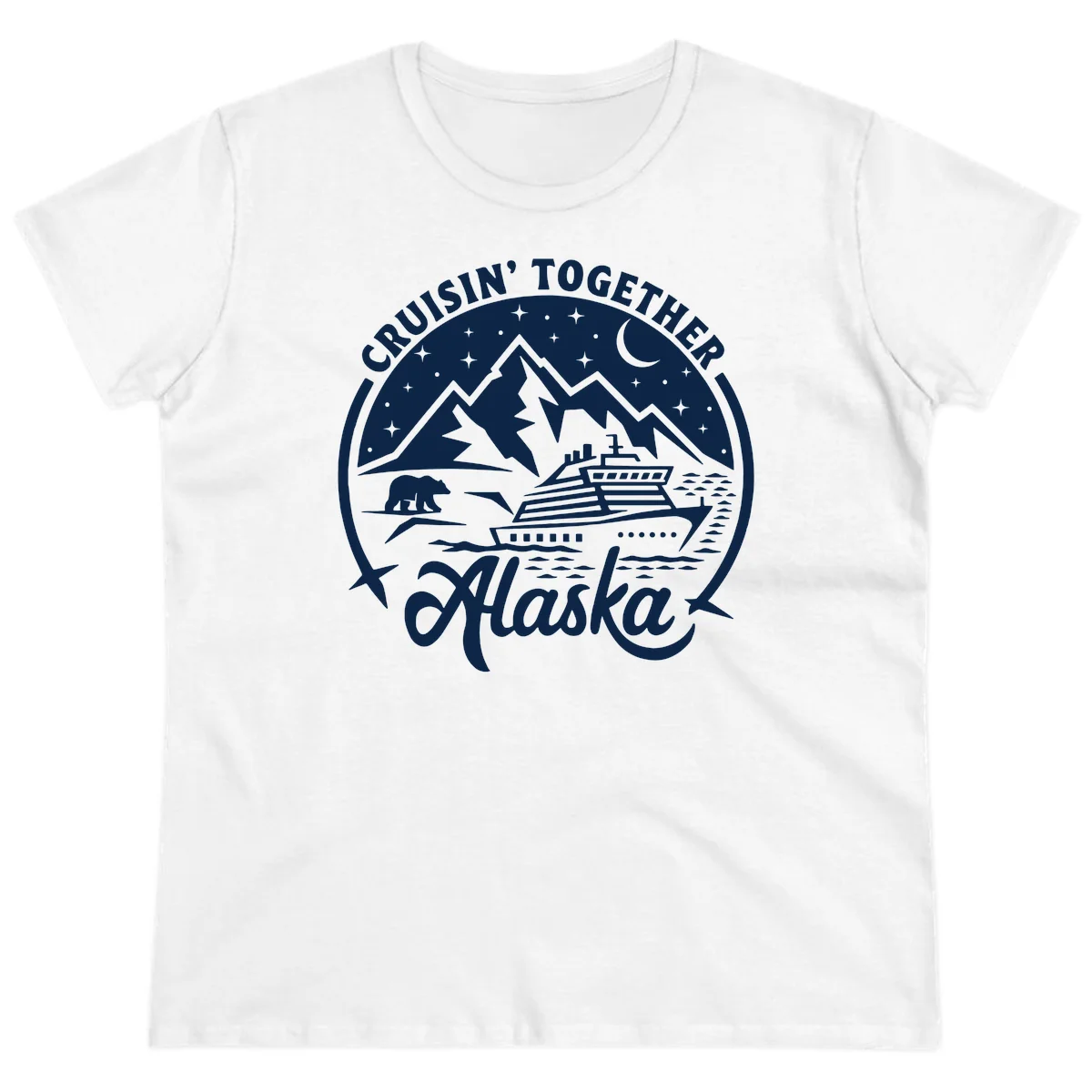 Cruisin' Together Alaska 2024 Bear Ship Ladies Tee in White