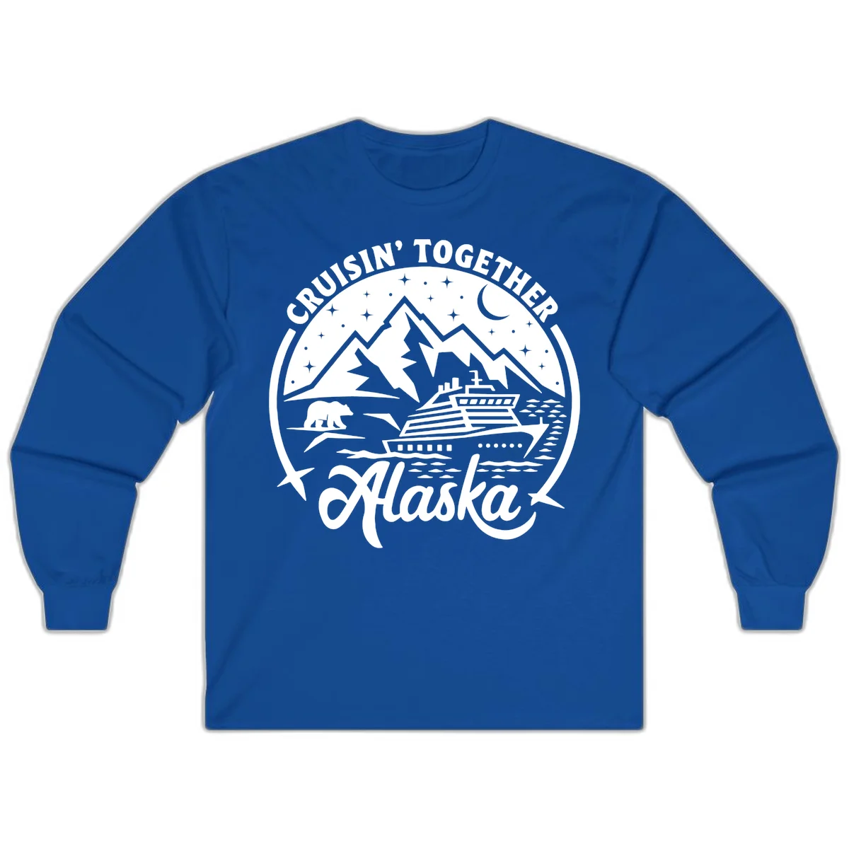 Cruisin' Together Alaska 2024 Bear Ship Long Sleeve Tee in Royal