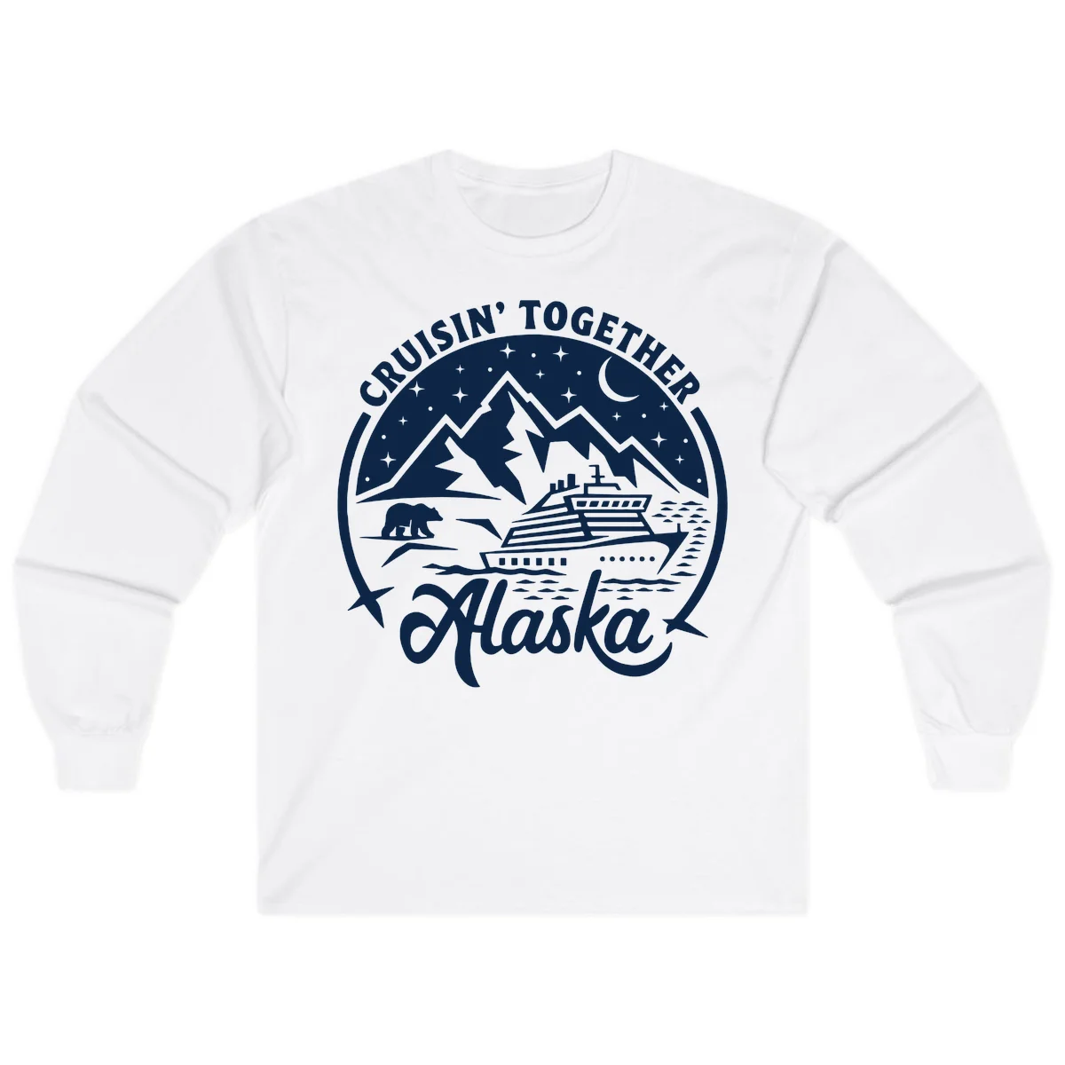 Cruisin' Together Alaska 2024 Bear Ship Long Sleeve Tee in White