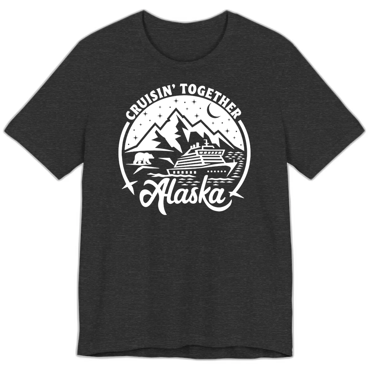 Cruisin' Together Alaska 2024 Bear Ship Premium T-Shirt in Dark Grey Heather