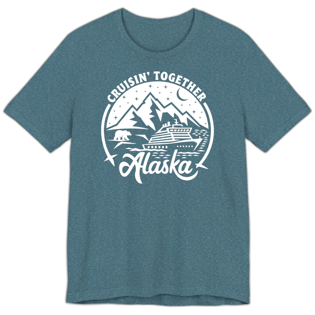 Cruisin' Together Alaska 2024 Bear Ship Premium T-Shirt in Heather Deep Teal