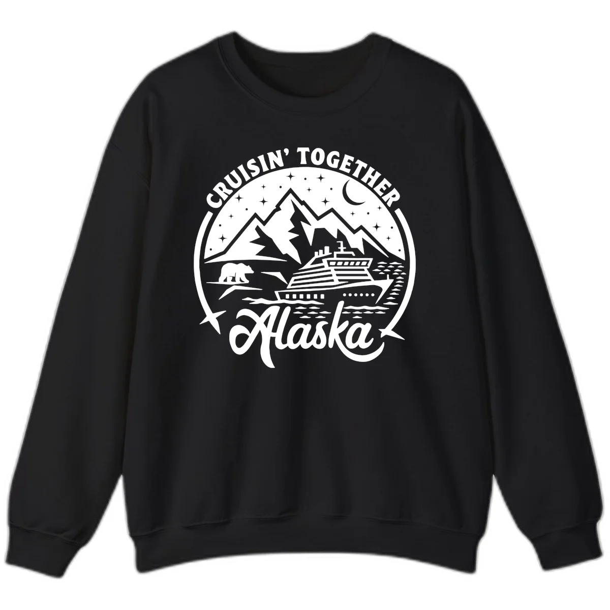 Cruisin' Together Alaska 2024 Bear Ship Sweatshirt in Black
