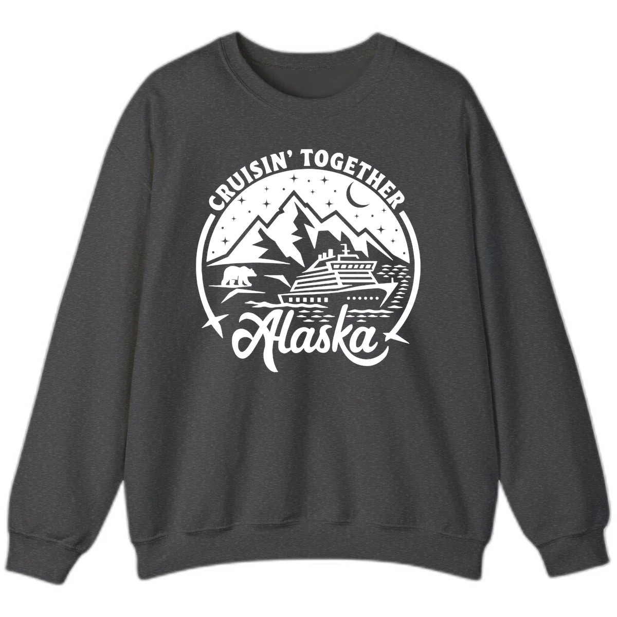 Cruisin' Together Alaska 2024 Bear Ship Sweatshirt in Dark Heather