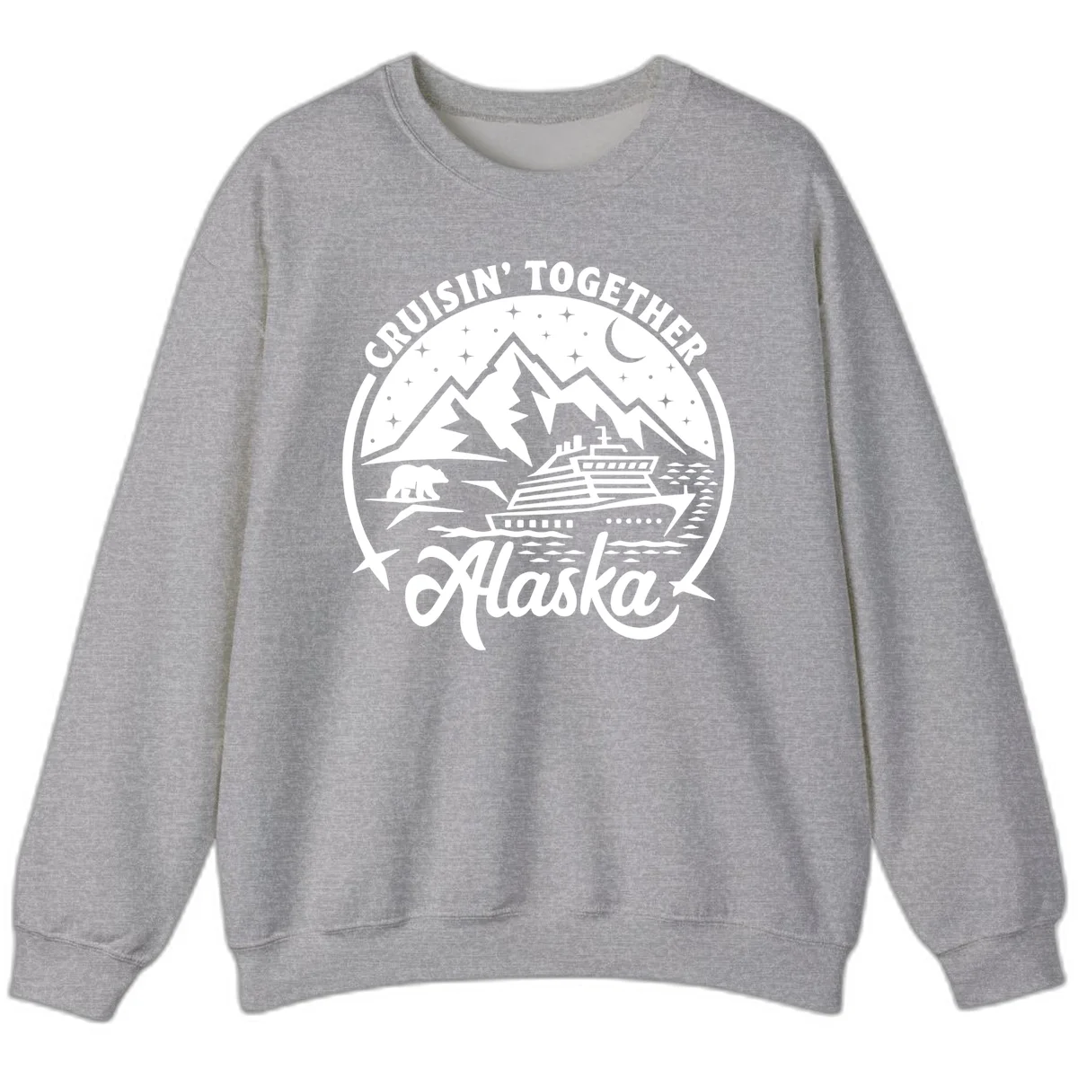 Cruisin' Together Alaska 2024 Bear Ship Sweatshirt in Sport Grey
