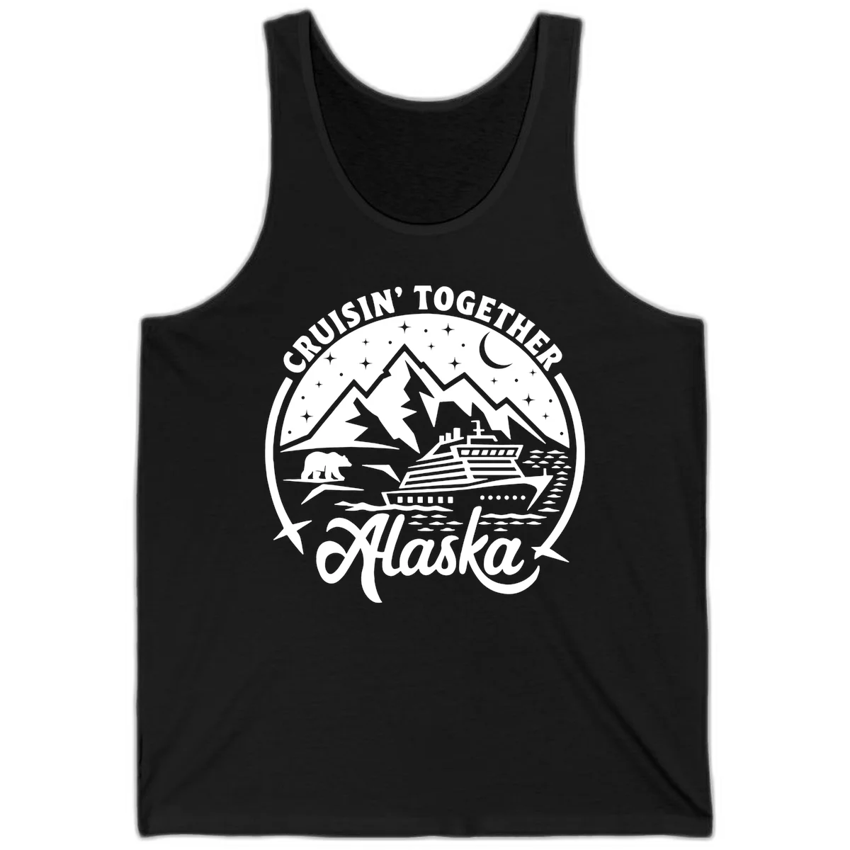Cruisin' Together Alaska 2024 Bear Ship Tank Top in Black
