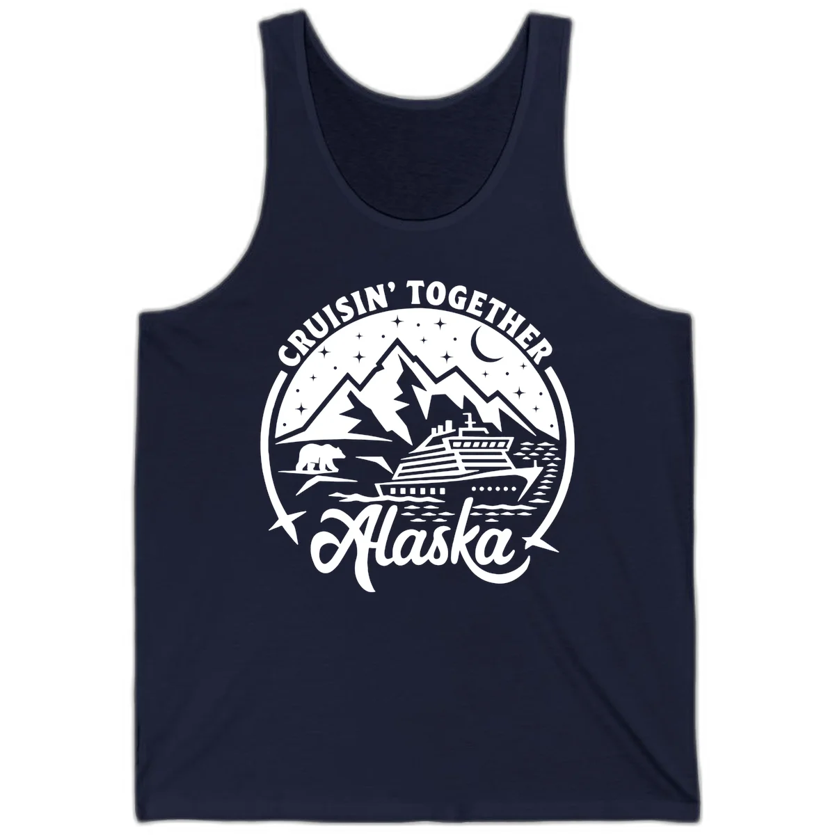 Cruisin' Together Alaska 2024 Bear Ship Tank Top in Navy