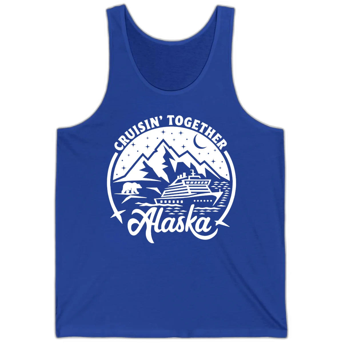 Cruisin' Together Alaska 2024 Bear Ship Tank Top in True Royal