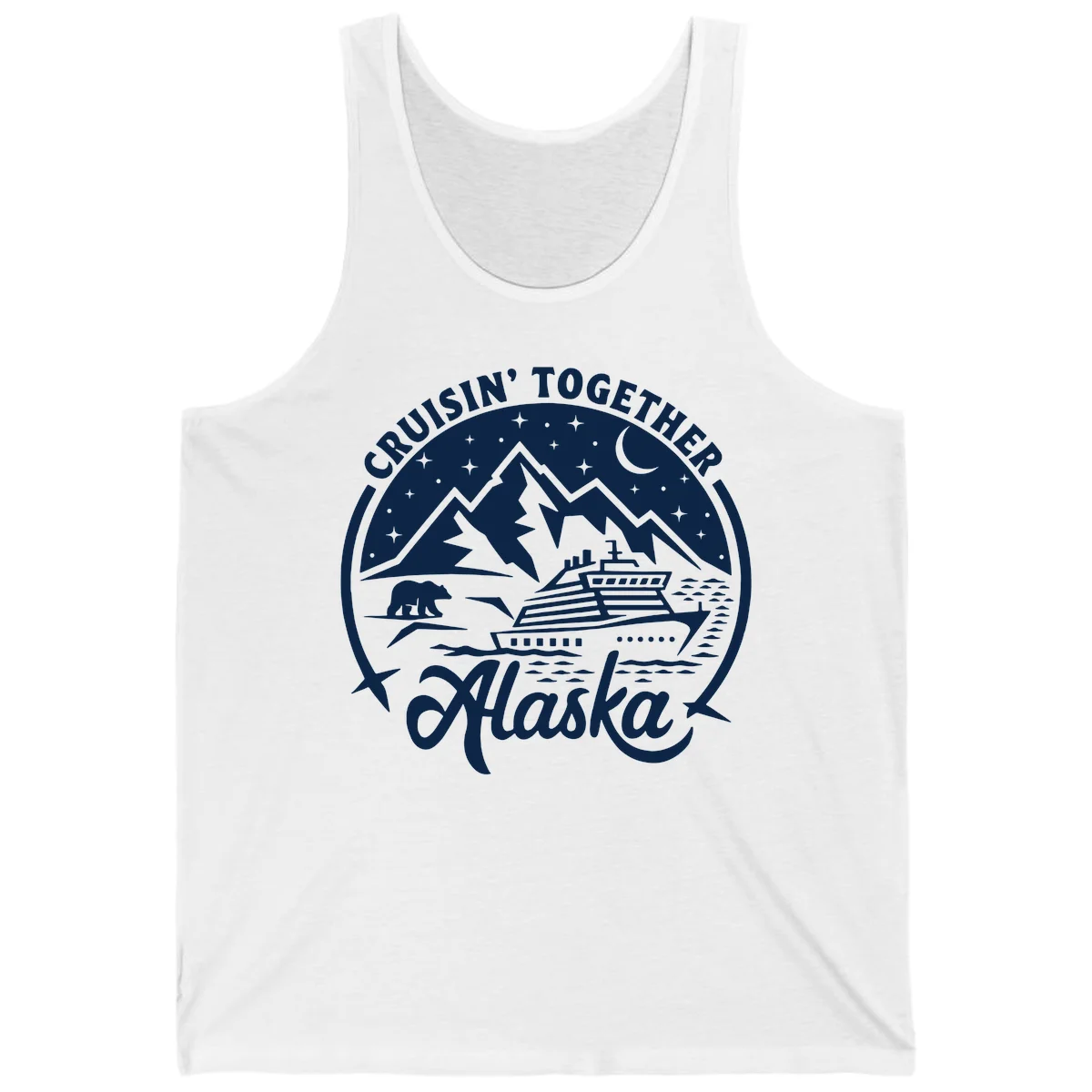 Cruisin' Together Alaska 2024 Bear Ship Tank Top in White