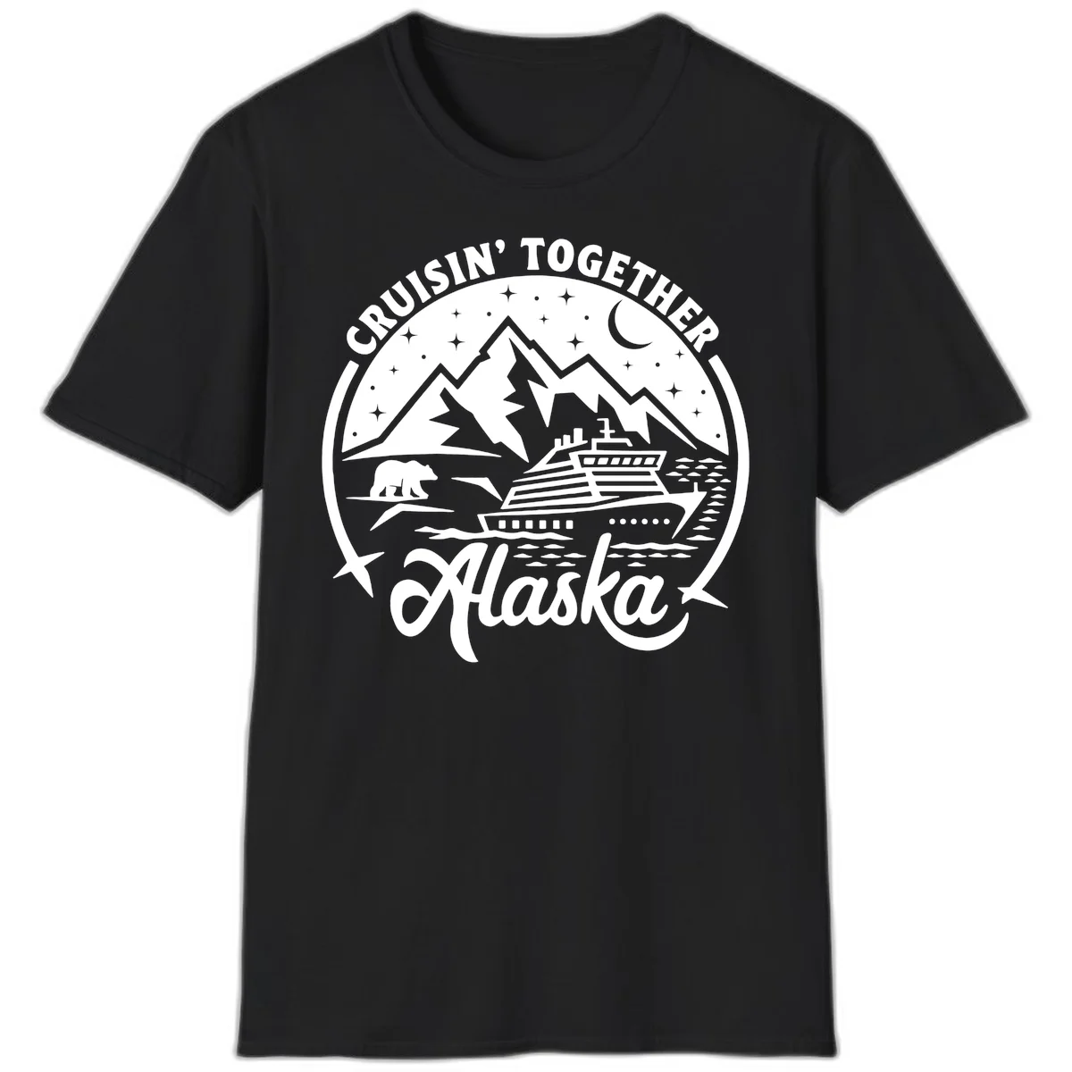 Cruisin' Together Alaska 2024 Bear Ship T-Shirt in Black