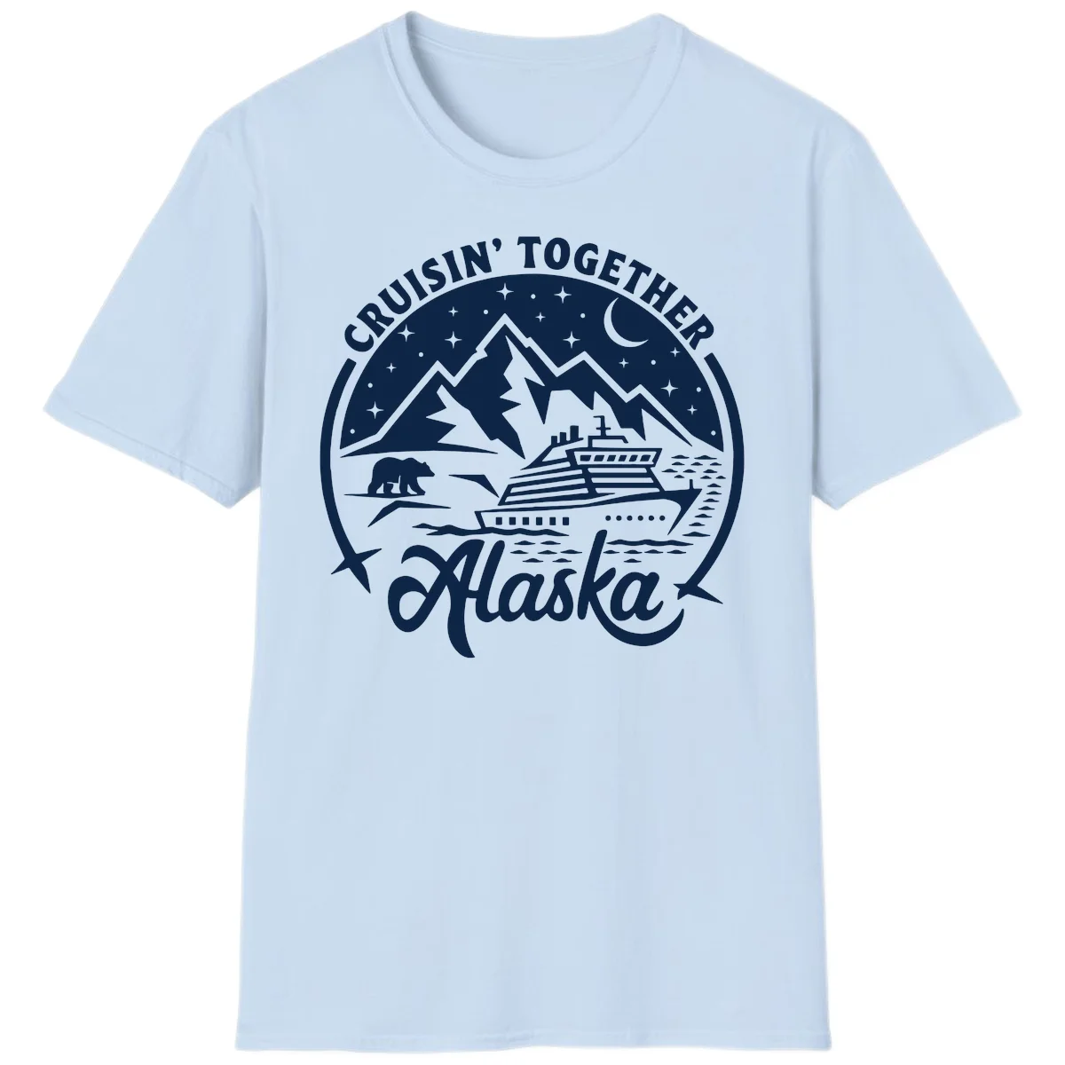 Cruisin' Together Alaska 2024 Bear Ship T-Shirt in Light Blue