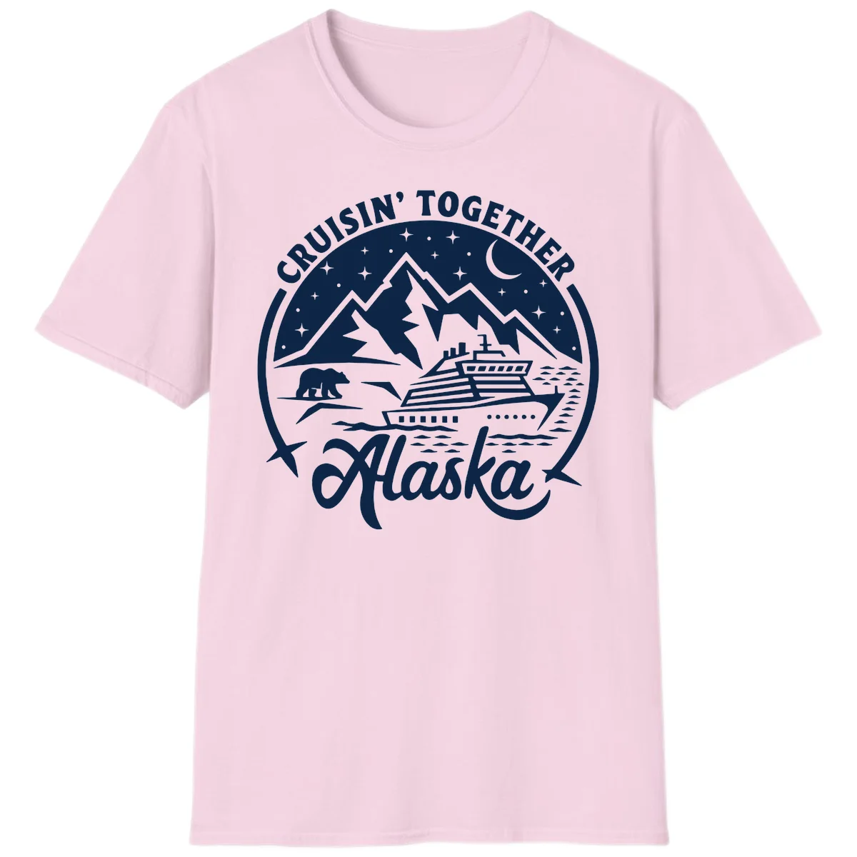 Cruisin' Together Alaska 2024 Bear Ship T-Shirt in Light Pink