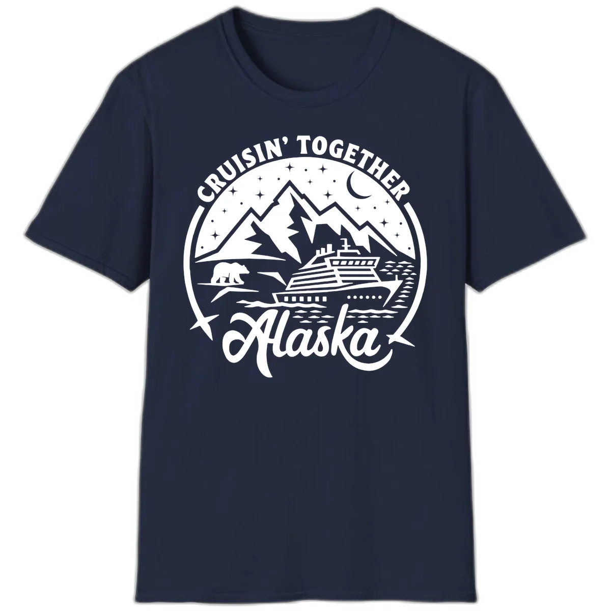 Cruisin' Together Alaska 2024 Bear Ship T-Shirt in Navy