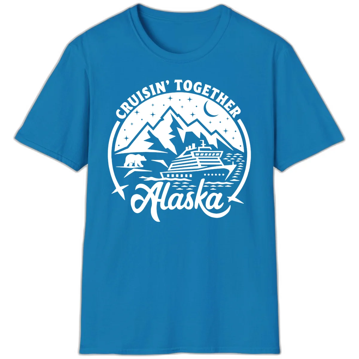 Cruisin' Together Alaska 2024 Bear Ship T-Shirt in Sapphire