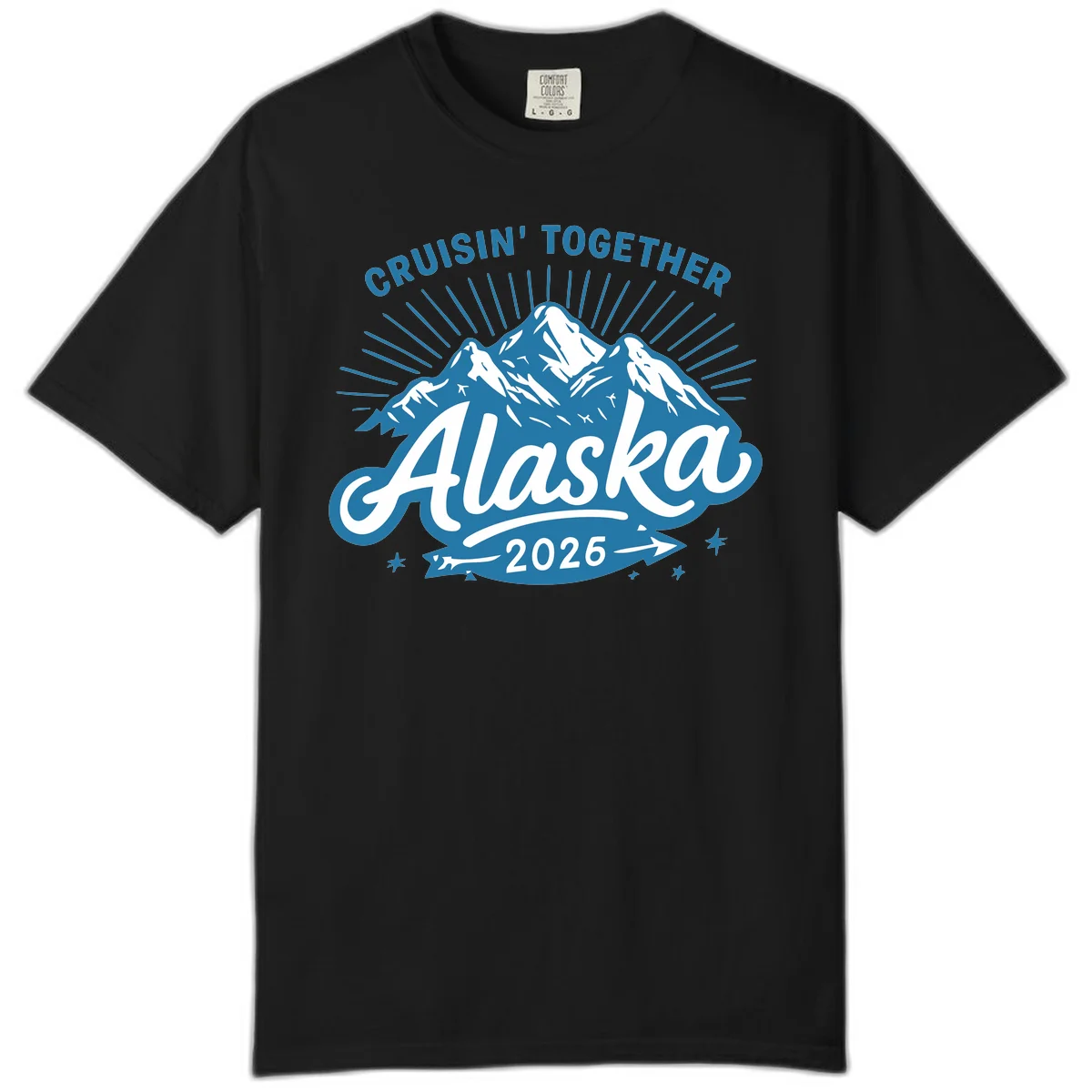 Alaska Cruisin' Together 2026 Mountain Adventure Comfort Color T-Shirt in Black