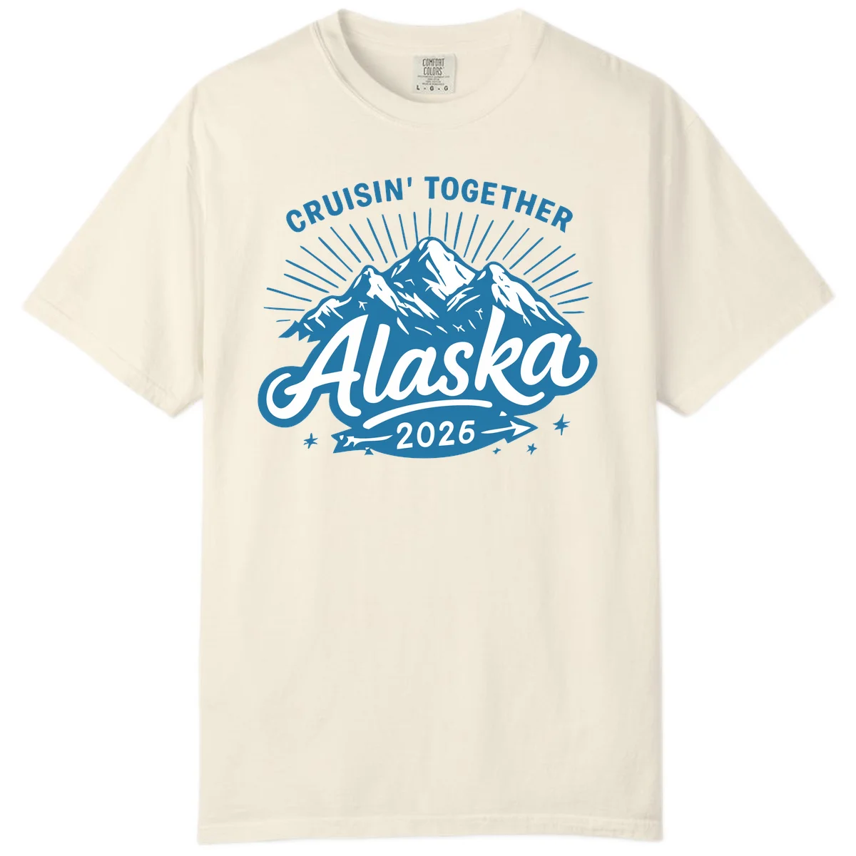 Alaska Cruisin' Together 2026 Mountain Adventure Comfort Color T-Shirt in Ivory