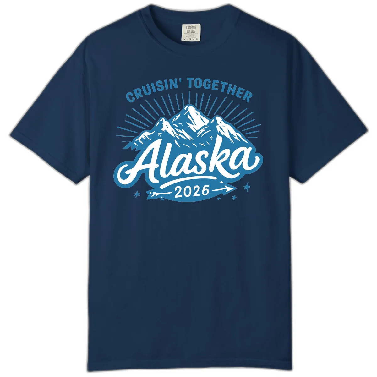 Alaska Cruisin' Together 2026 Mountain Adventure Comfort Color T-Shirt in Navy
