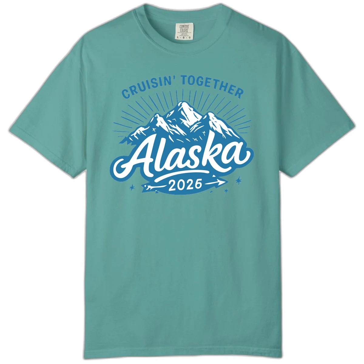 Alaska Cruisin' Together 2026 Mountain Adventure Comfort Color T-Shirt in Seafoam