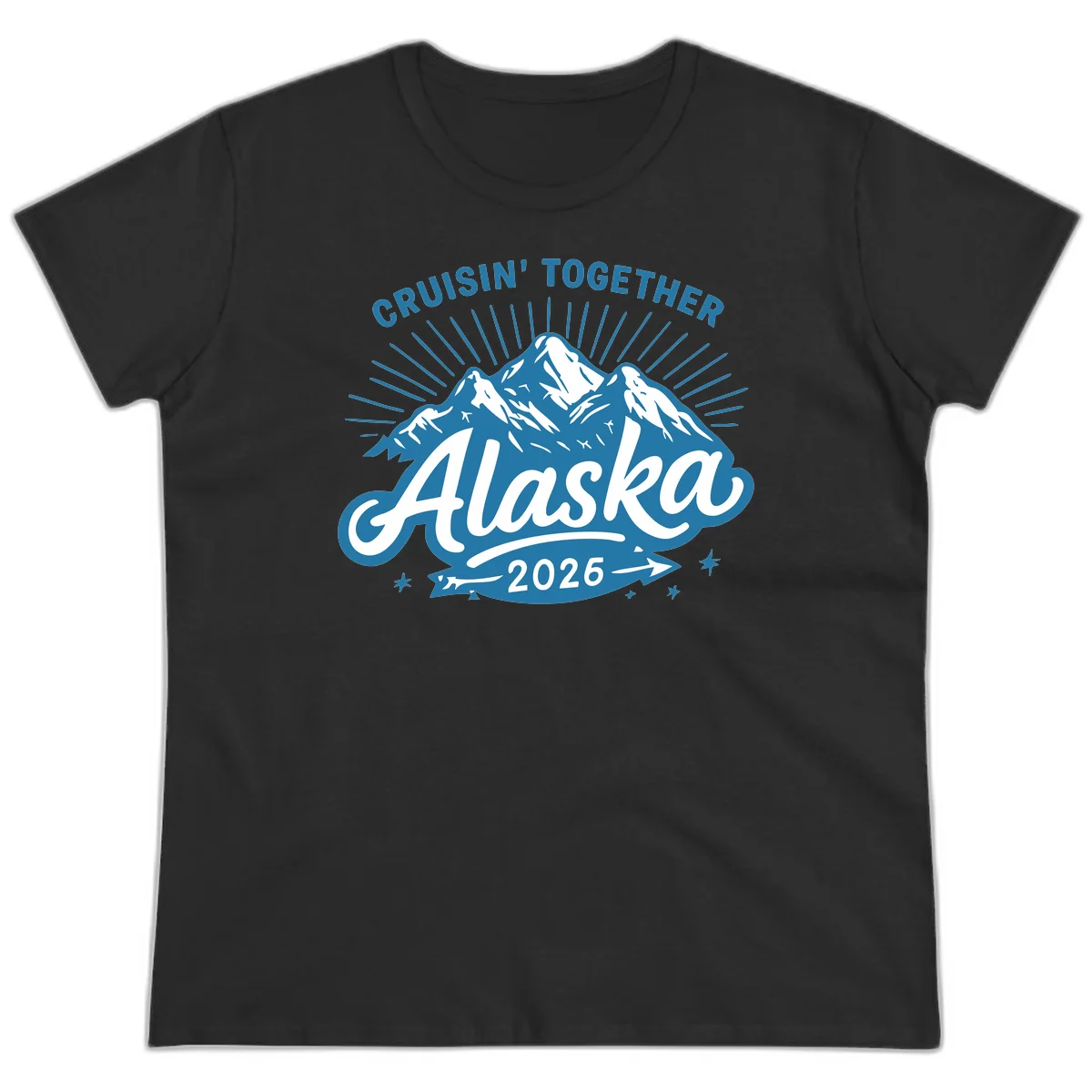 Alaska Cruisin' Together 2026 Mountain Adventure Ladies Tee in Black