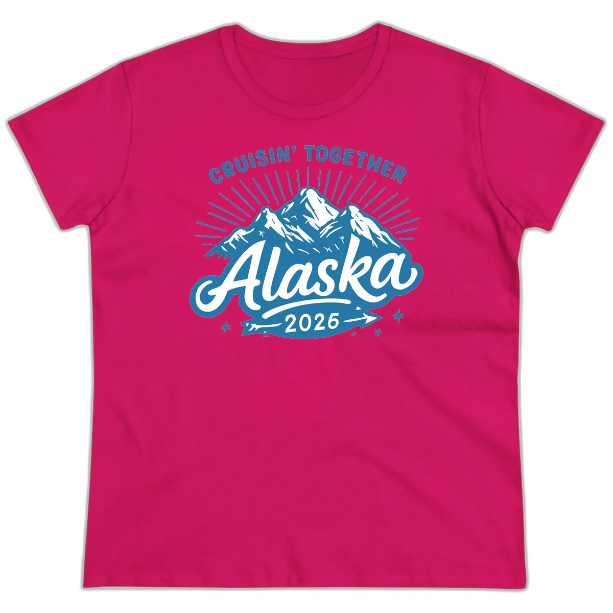 Alaska Cruisin' Together 2026 Mountain Adventure Ladies Tee in Heliconia
