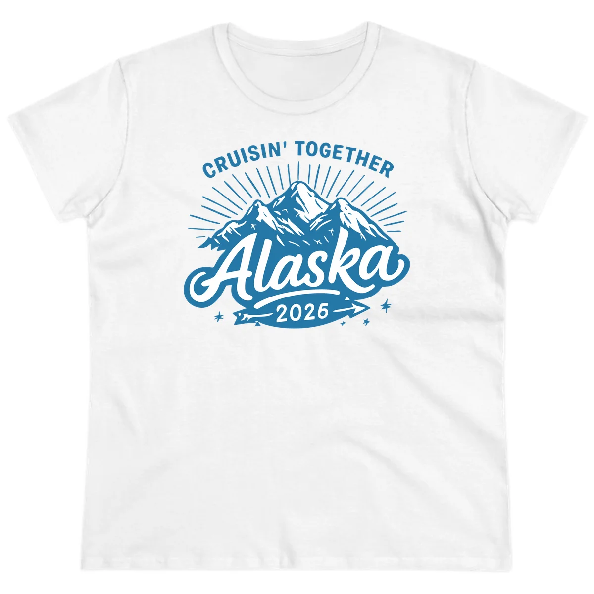 Alaska Cruisin' Together 2026 Mountain Adventure Ladies Tee in White