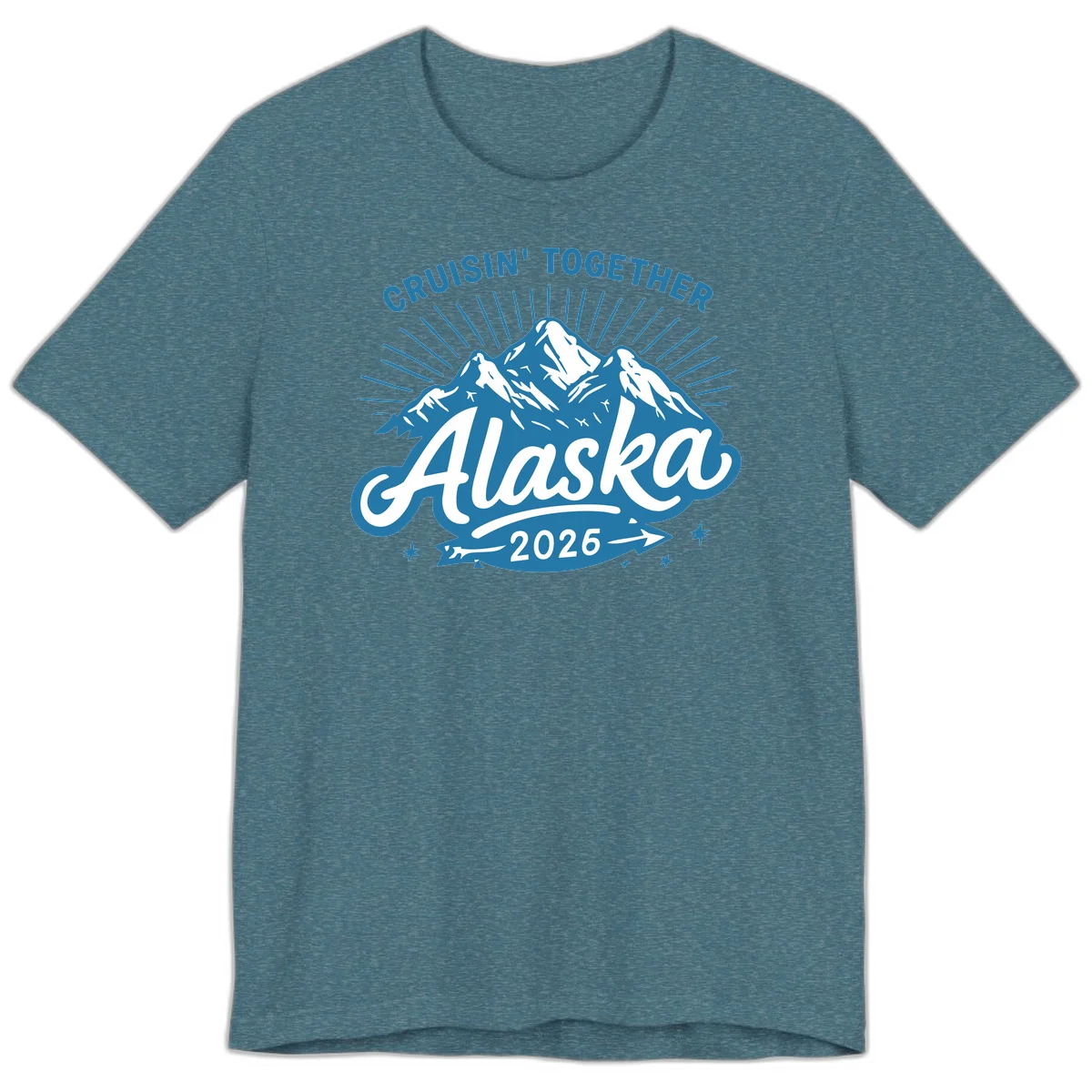 Alaska Cruisin' Together 2026 Mountain Adventure Premium T-Shirt in Heather Deep Teal