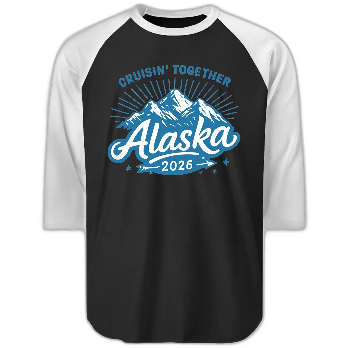 Cruisin' Together Alaska Raglan 3/4 in Black White
