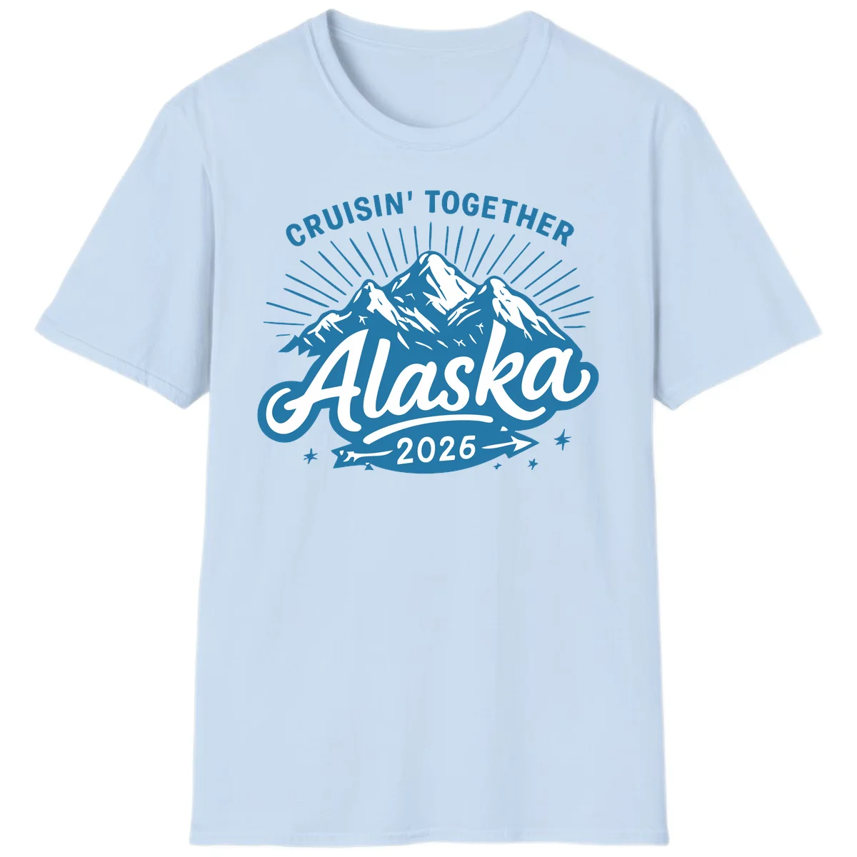 Alaska Cruisin' Together 2026 Mountain Adventure T-Shirt in Light Blue