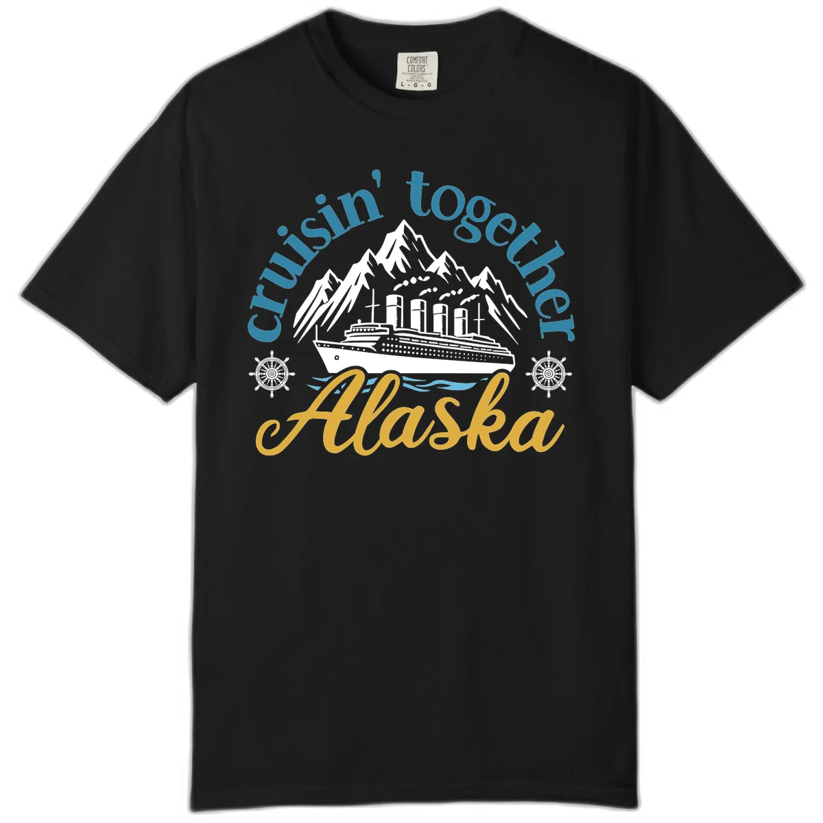 Cruisin Together Alaska Script Wave Design Comfort Color in Black