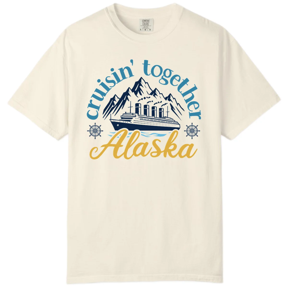 Cruisin Together Alaska Script Wave Design Comfort Color in Ivory