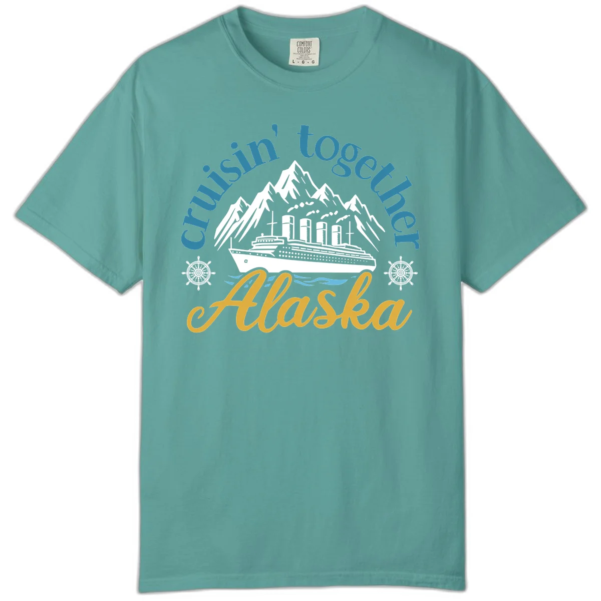 Cruisin Together Alaska Script Wave Design Comfort Color in Seafoam