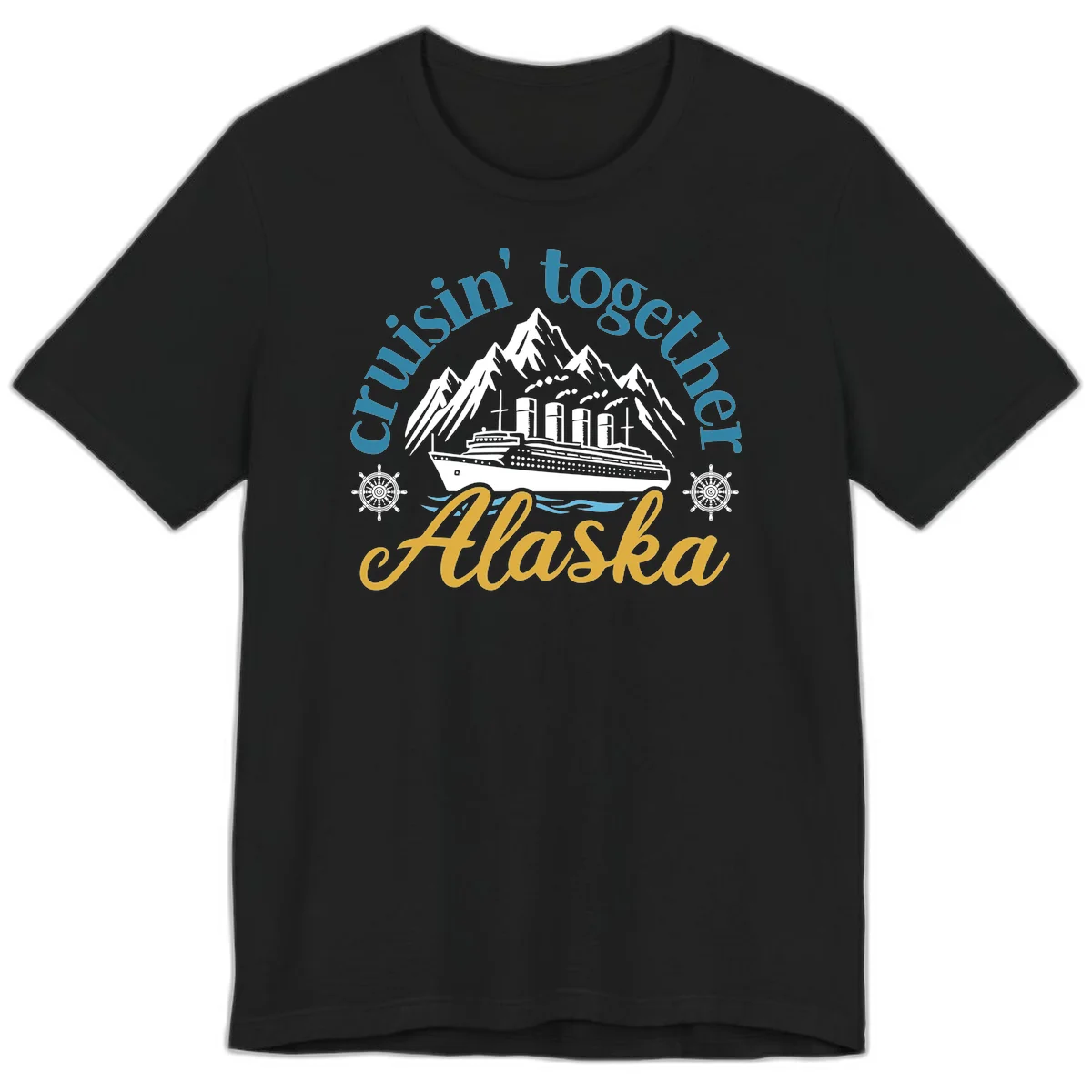 Cruisin Together Alaska Script Wave Design Premium T-Shirt in Black