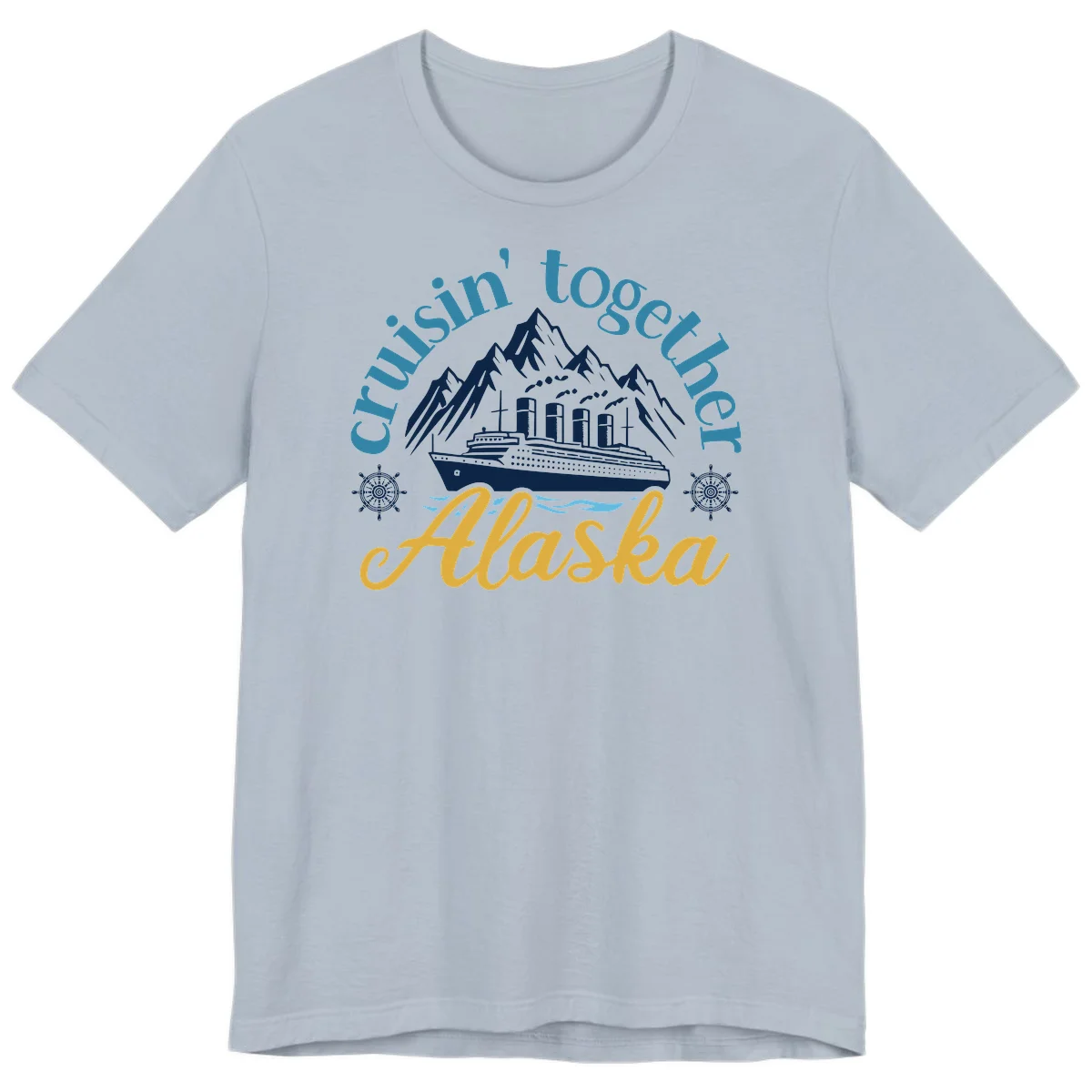 Cruisin Together Alaska Script Wave Design Premium T-Shirt in Light Blue