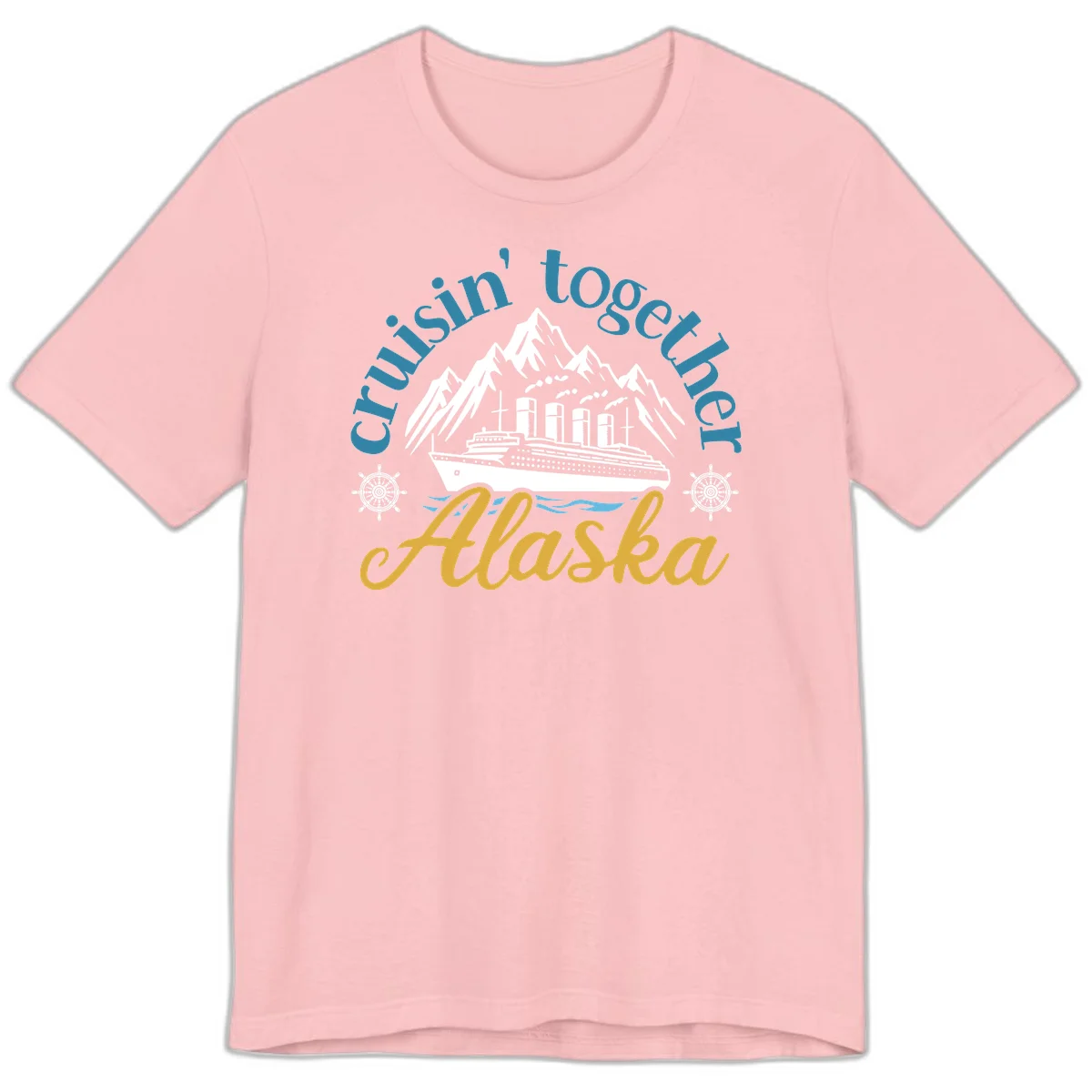 Cruisin Together Alaska Script Wave Design Premium T-Shirt in Pink