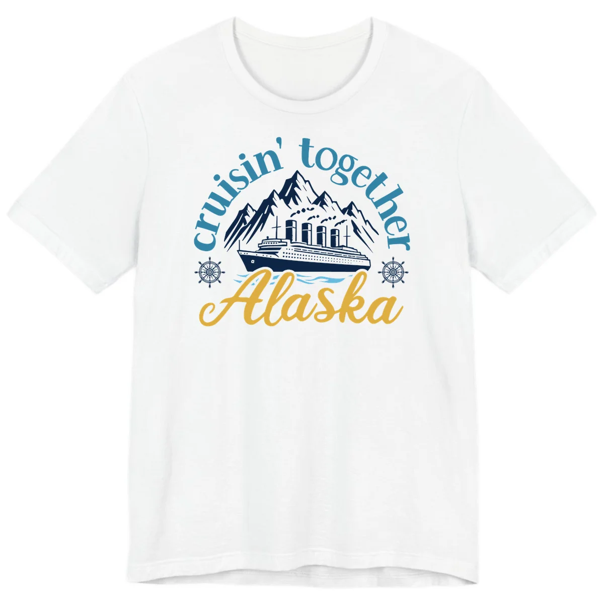 Cruisin Together Alaska Script Wave Design Premium T-Shirt in White