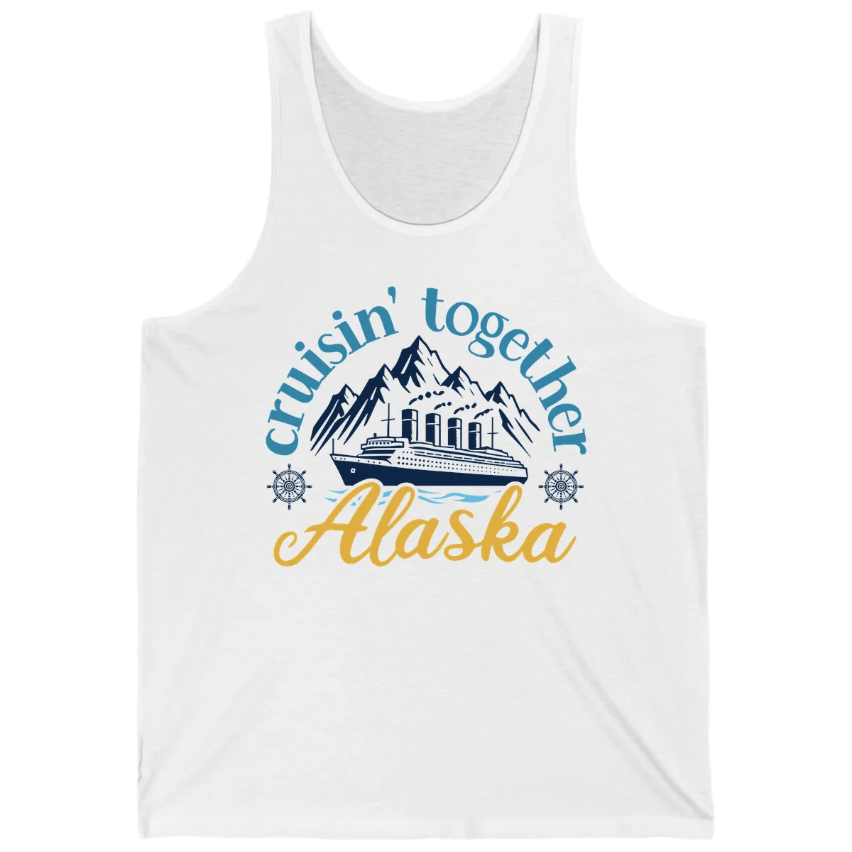 Cruisin Together Alaska Script Wave Design Tank in White