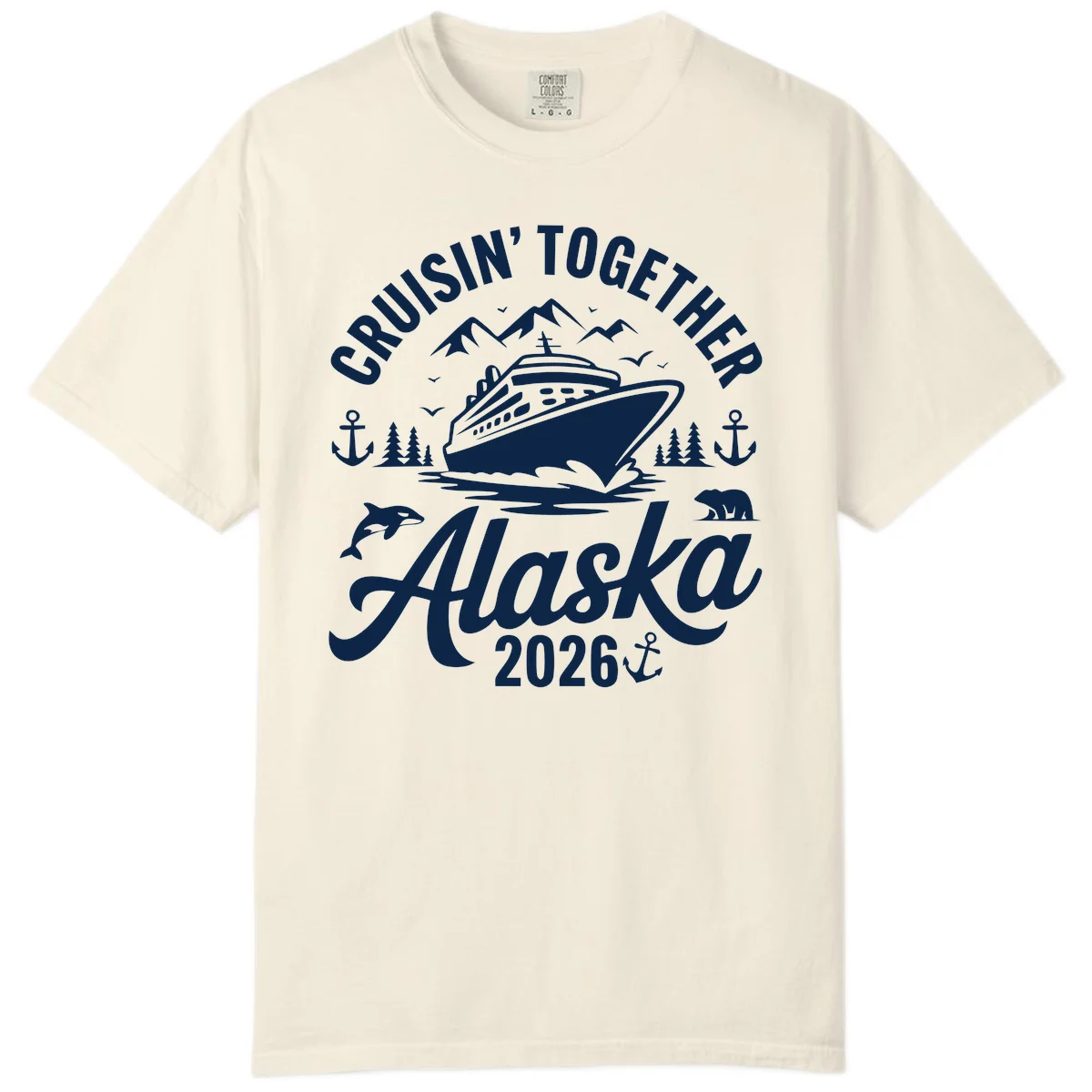 Cruisin' Together Alaska Adventure 2026 Wildlife Comfort Color Tee in Ivory