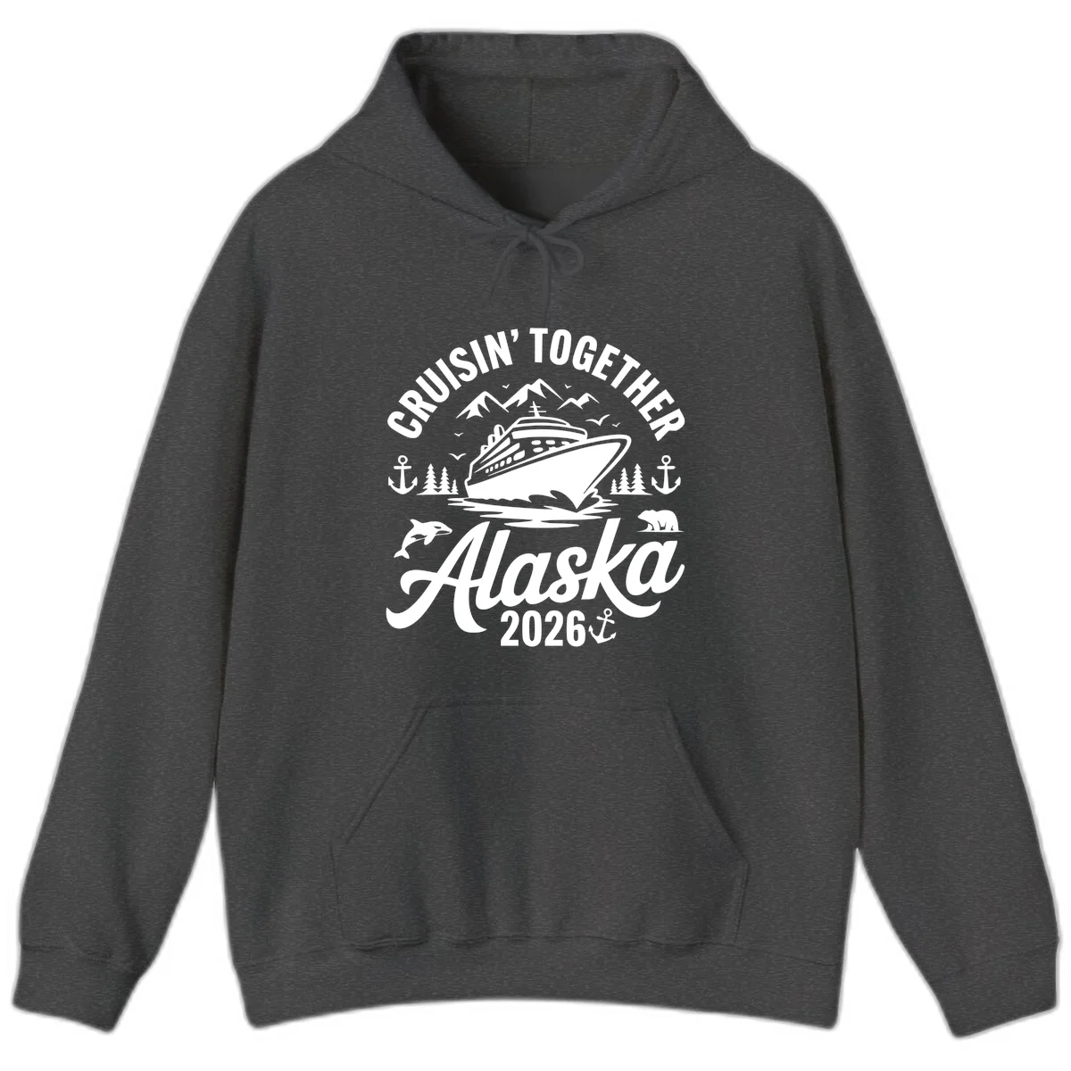 Cruisin' Together Alaska Adventure 2026 Wildlife Hoodie in Dark Heather