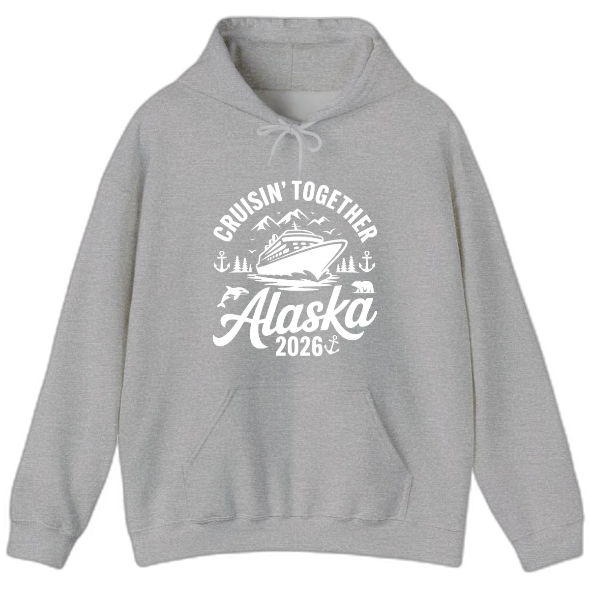 Cruisin' Together Alaska Adventure 2026 Wildlife Hoodie in Sport Grey