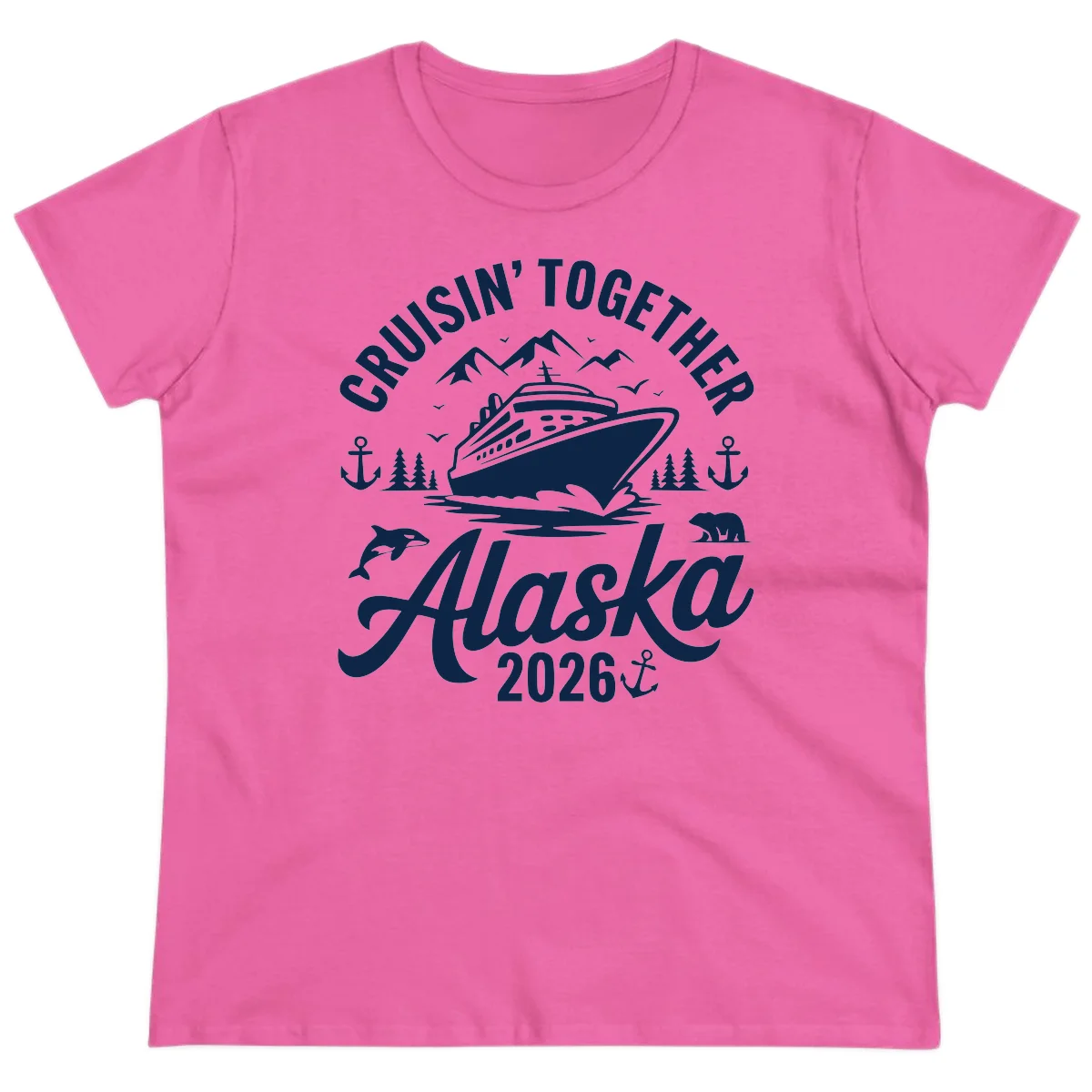 Cruisin' Together Alaska Adventure 2026 Wildlife Ladies Tee in Azalea